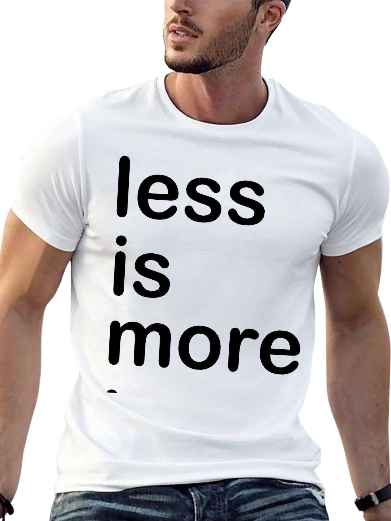 Black Minimalist 'Less is More' Black Graphic T-Shirt view 13