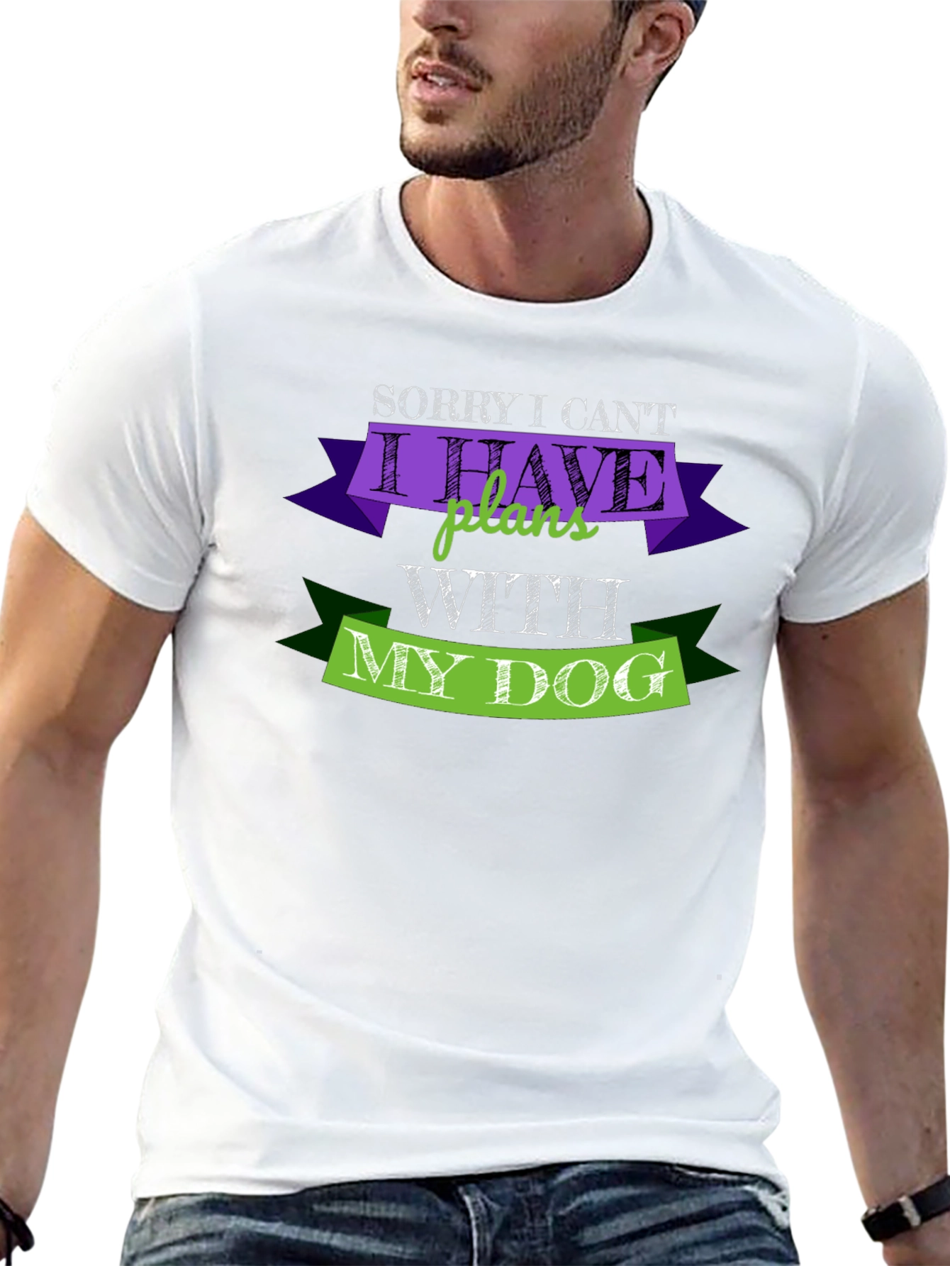 Black Dog Lover T-Shirt: Sorry I Can't Plans With My Dog Black Tee view 13