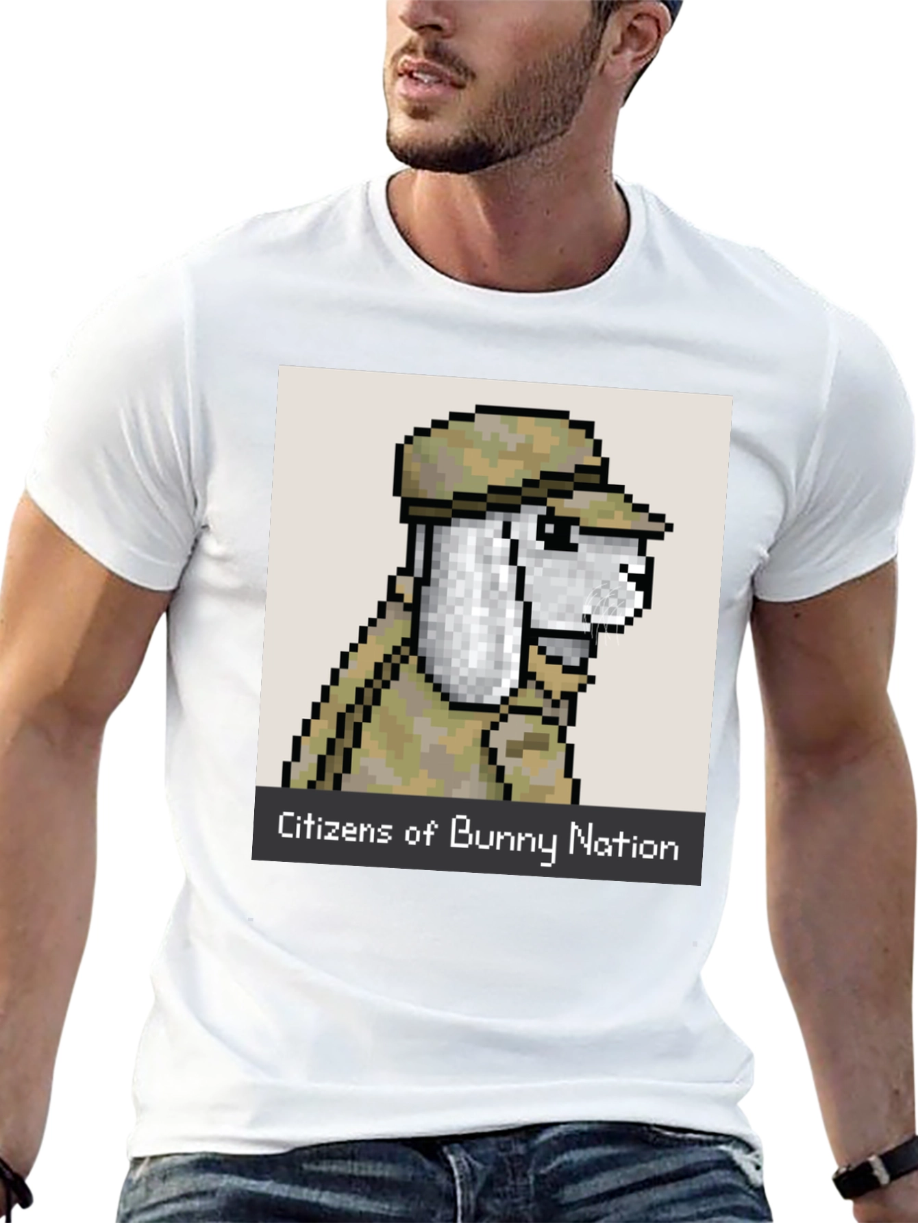 Black Citizens of Bunny Nation Pixel Art T-Shirt view 13