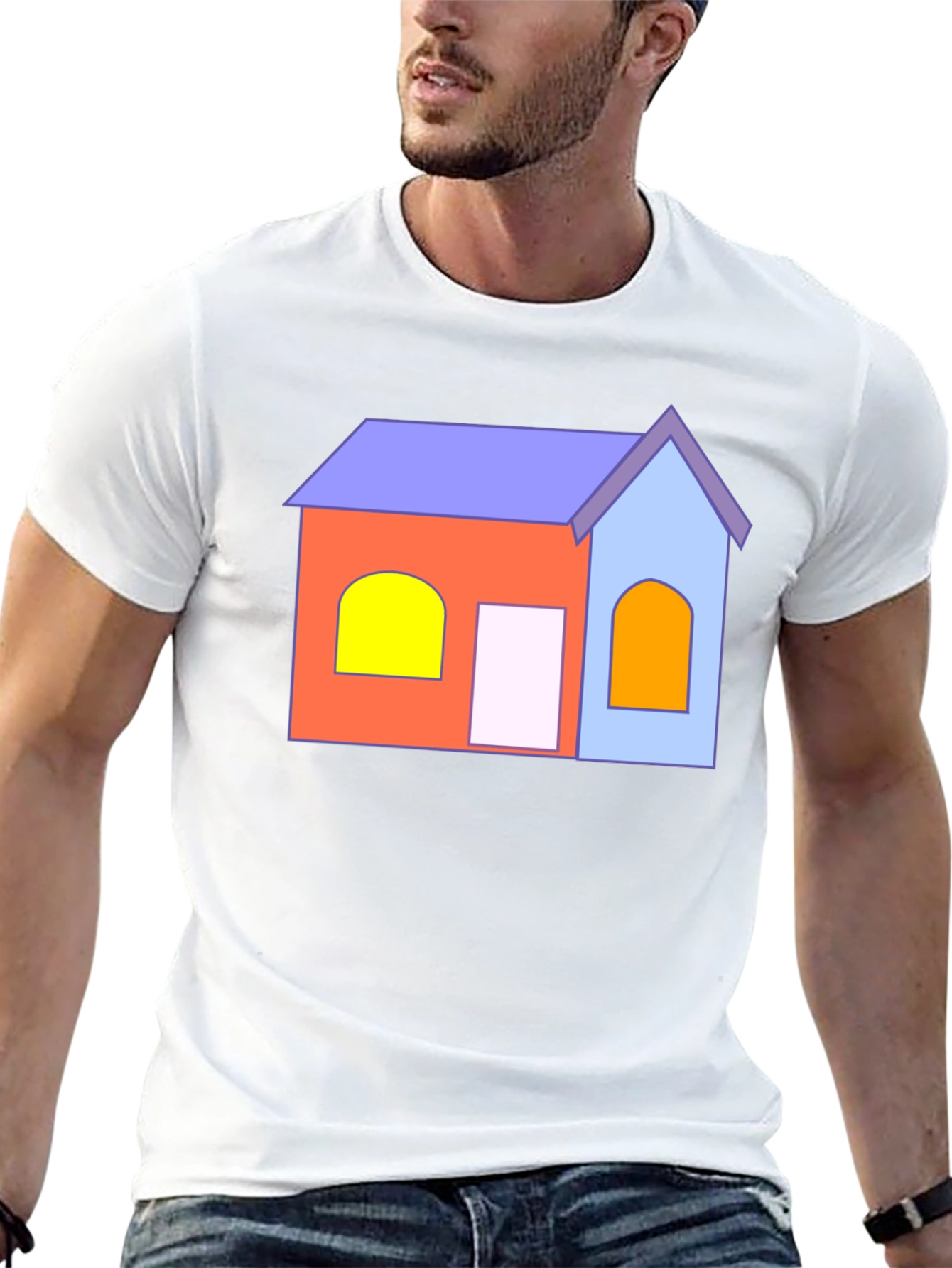 Black Cartoon House T-Shirt - Fun Graphic Tee view 13