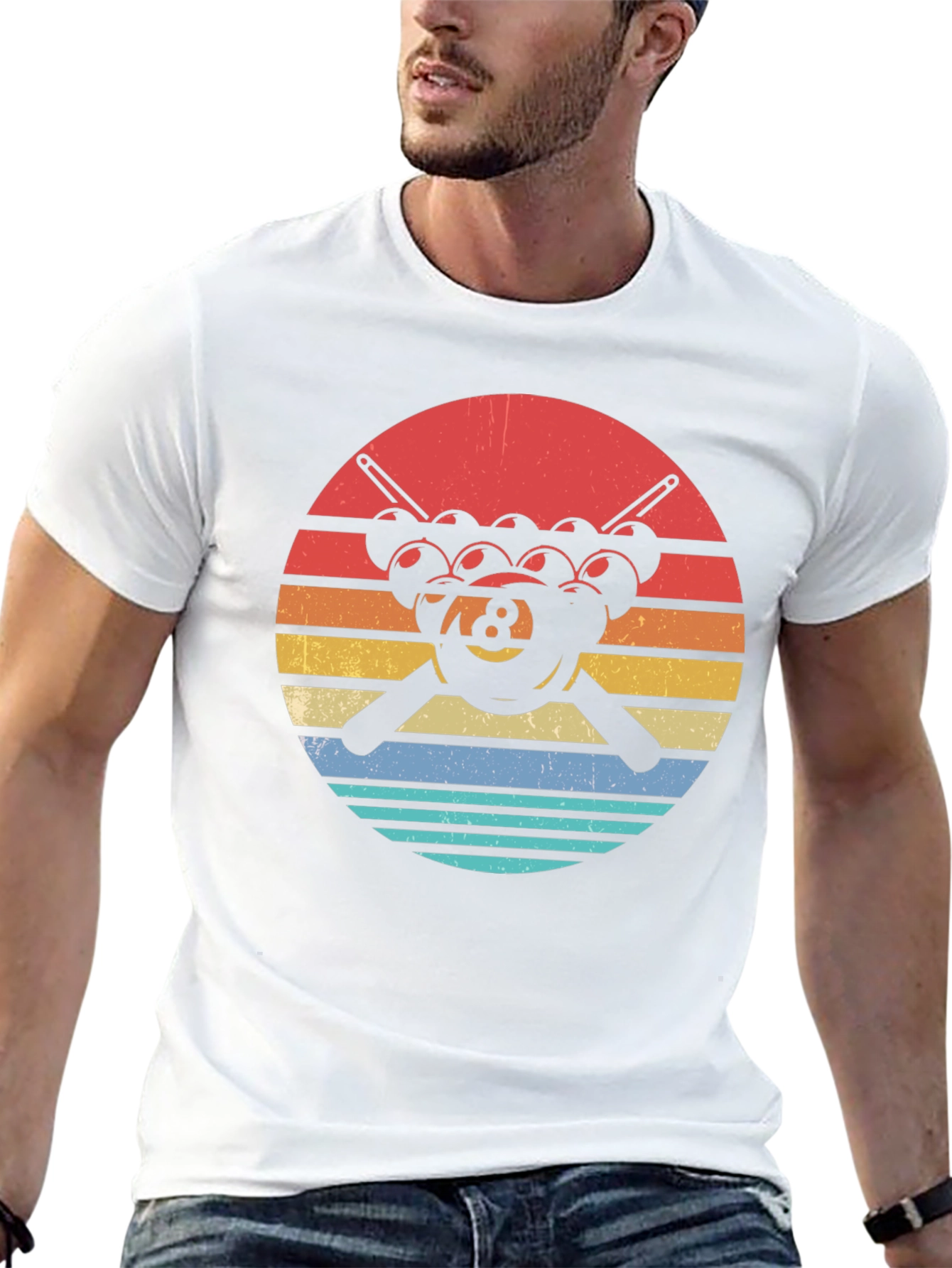 Black Retro 8 Ball Pool T-Shirt view 13