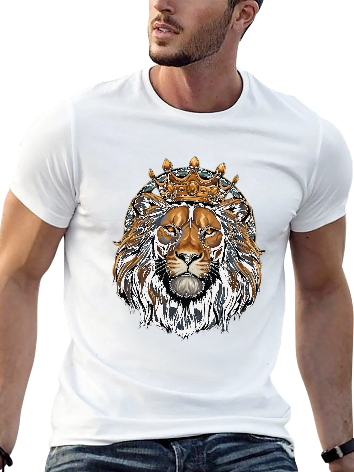Black King Lion Graphic Tee - Black Cotton Blend view 13
