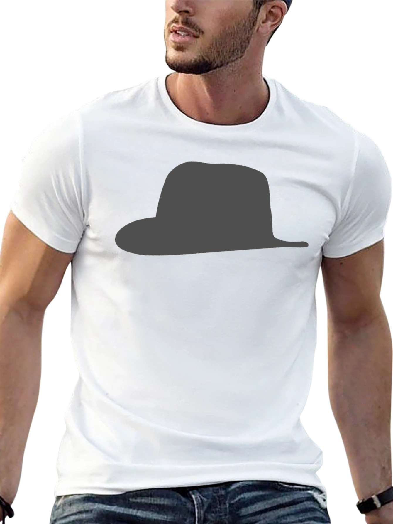 Black Black Hat Silhouette Graphic Tee - Stylish & Modern view 13