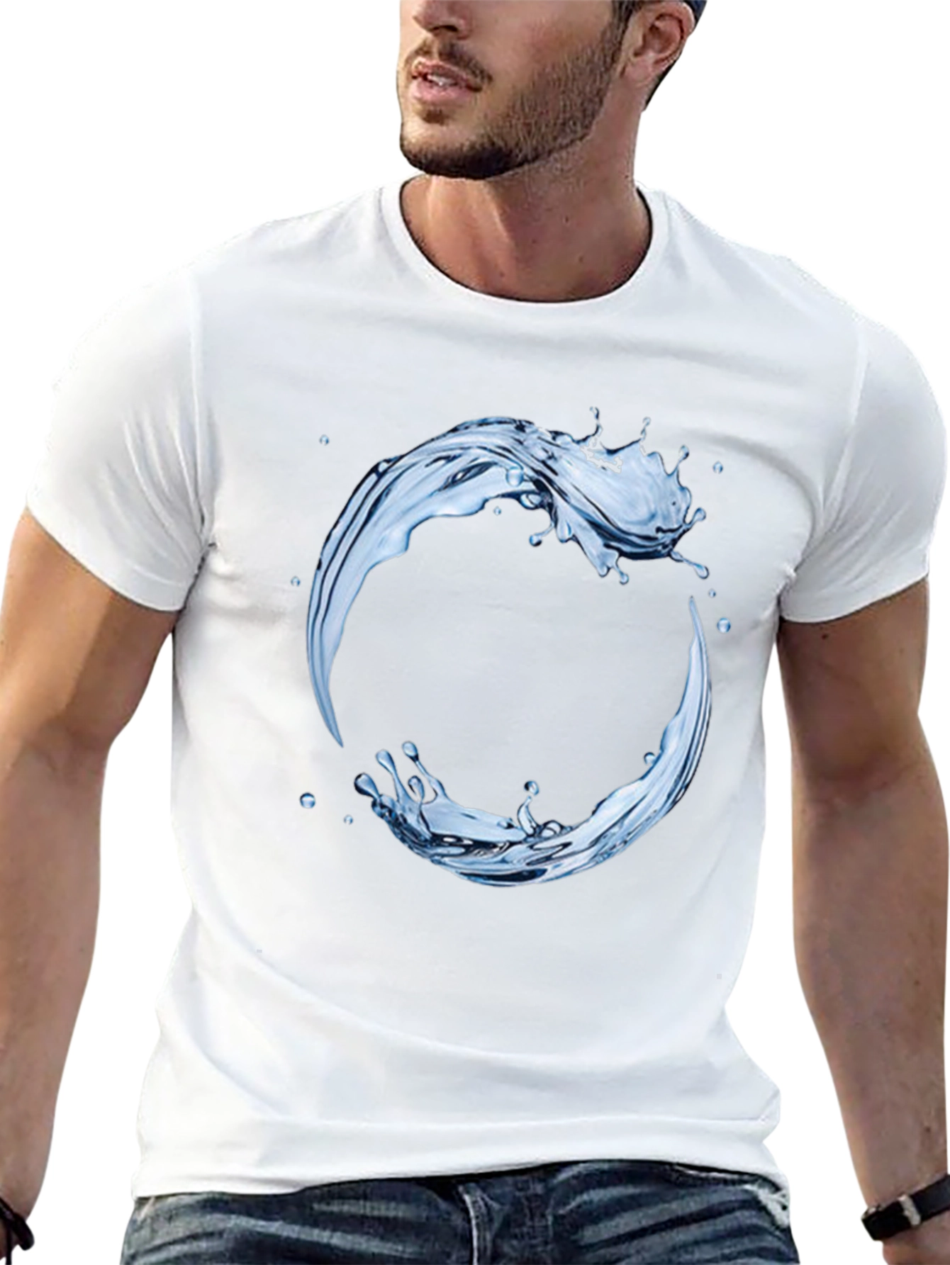 Black Water Splash Graphic Tee - Circular Design view 13
