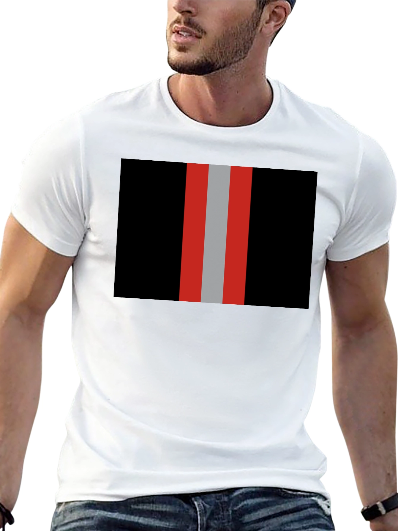 Black Striped Graphic Tee - Black with Bold Stripes view 13