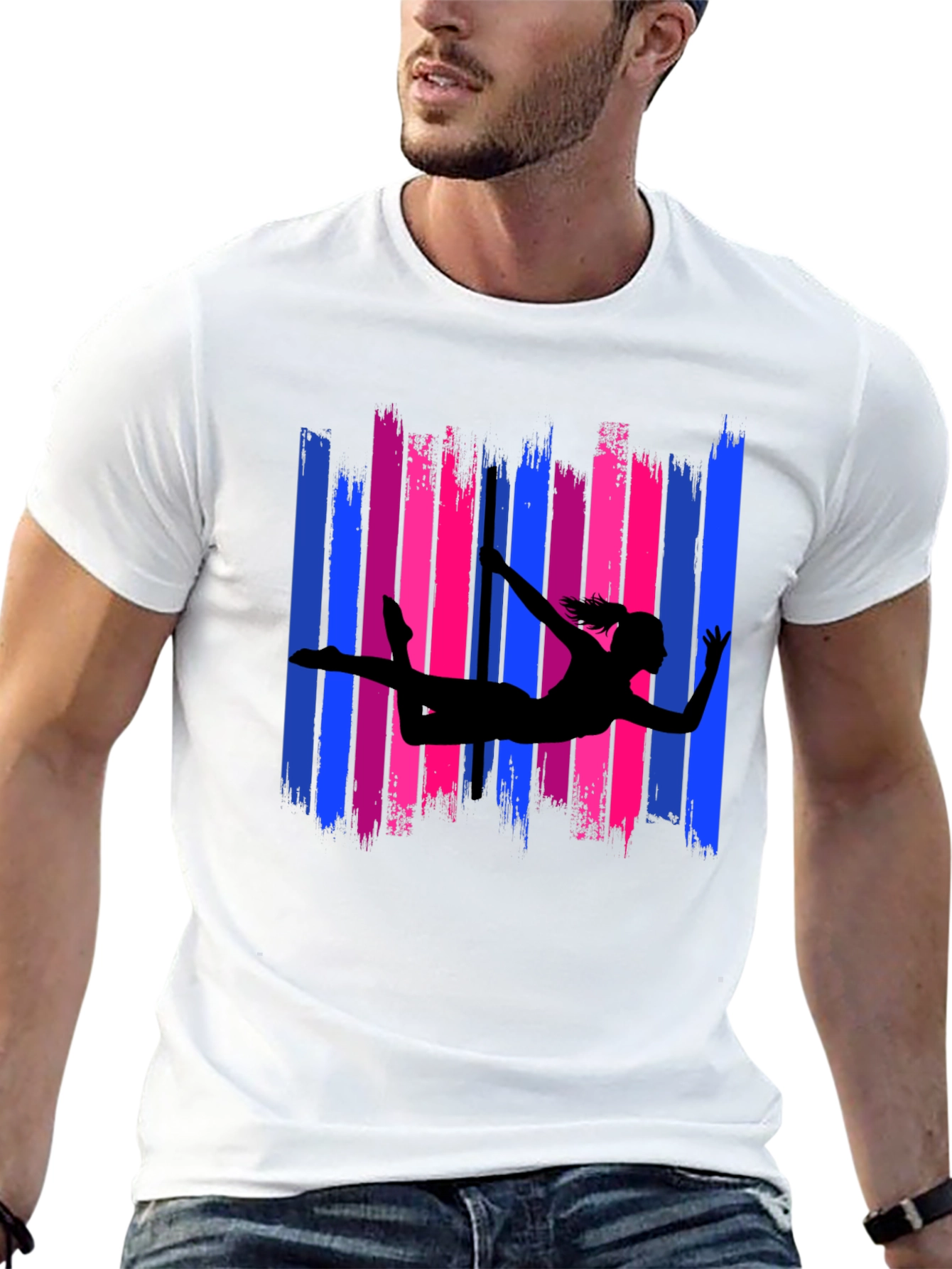 Gymnast Silhouette T-Shirt Bi Pride Colors - 13
