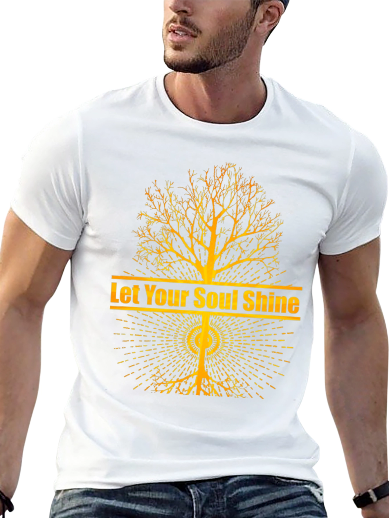 Let Your Soul Shine Graphic Tee - Black Cotton T-Shirt - 13