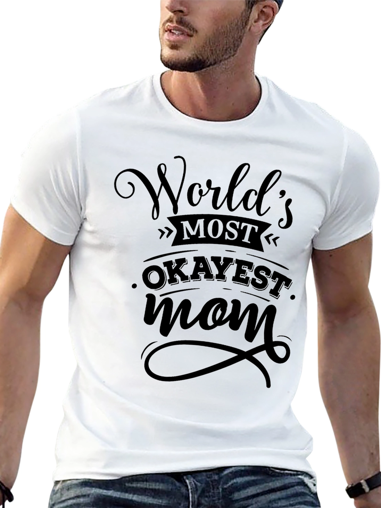 Black World's Okayest Mom Black T-Shirt view 13