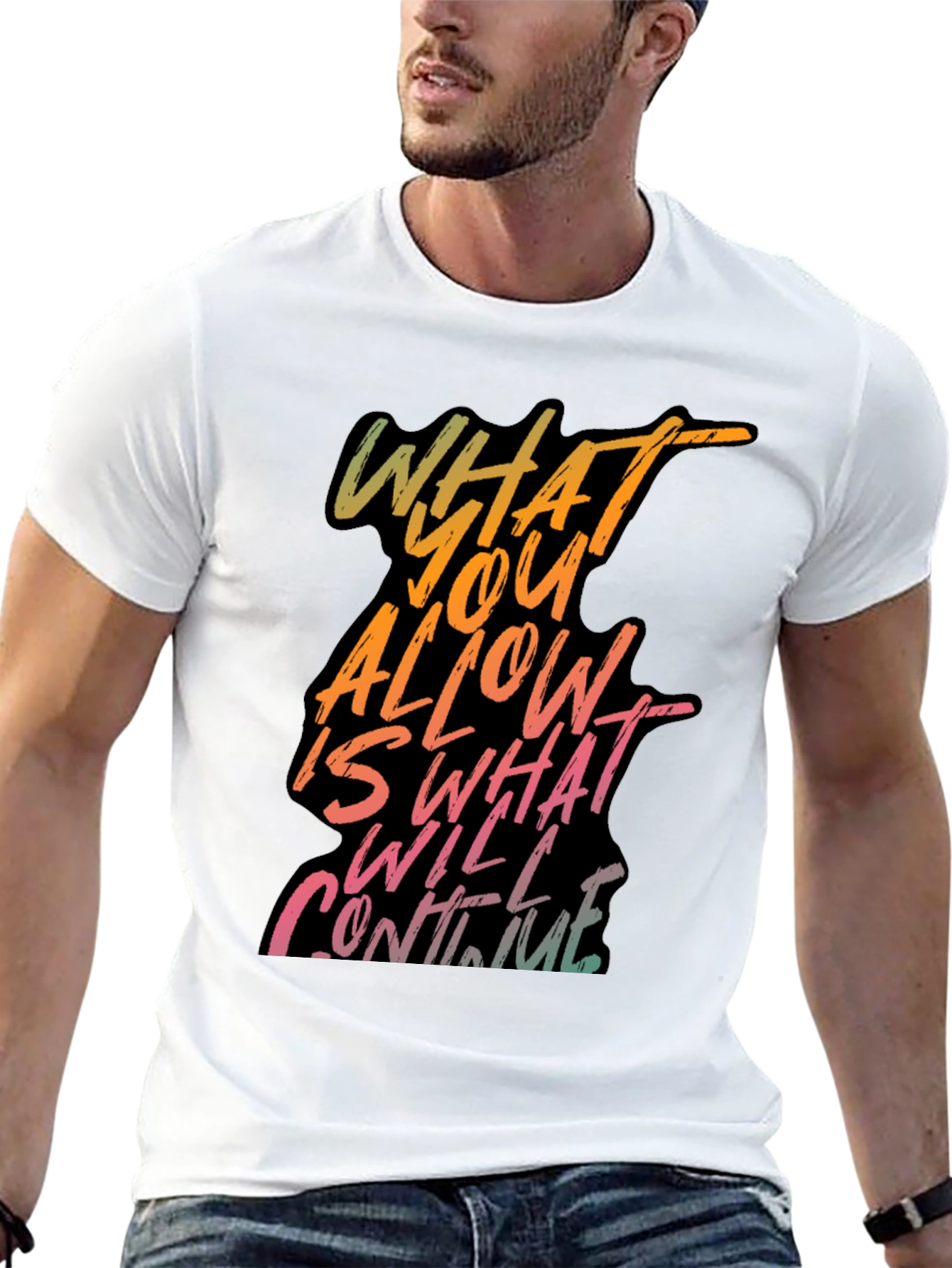 Black Inspirational Graphic Tee - What You Allow view 13