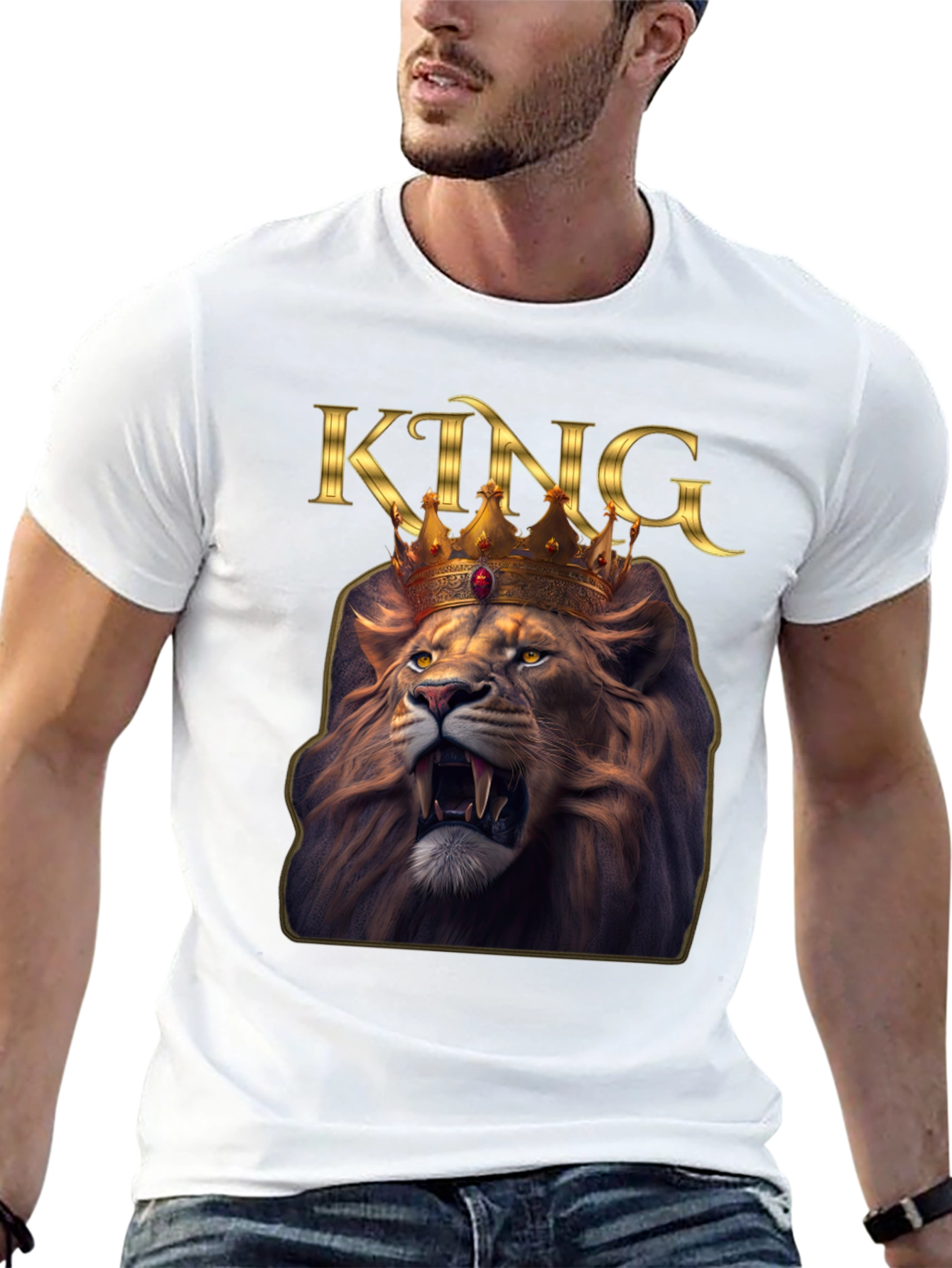 Black King Lion Graphic Tee - Black T-Shirt view 13
