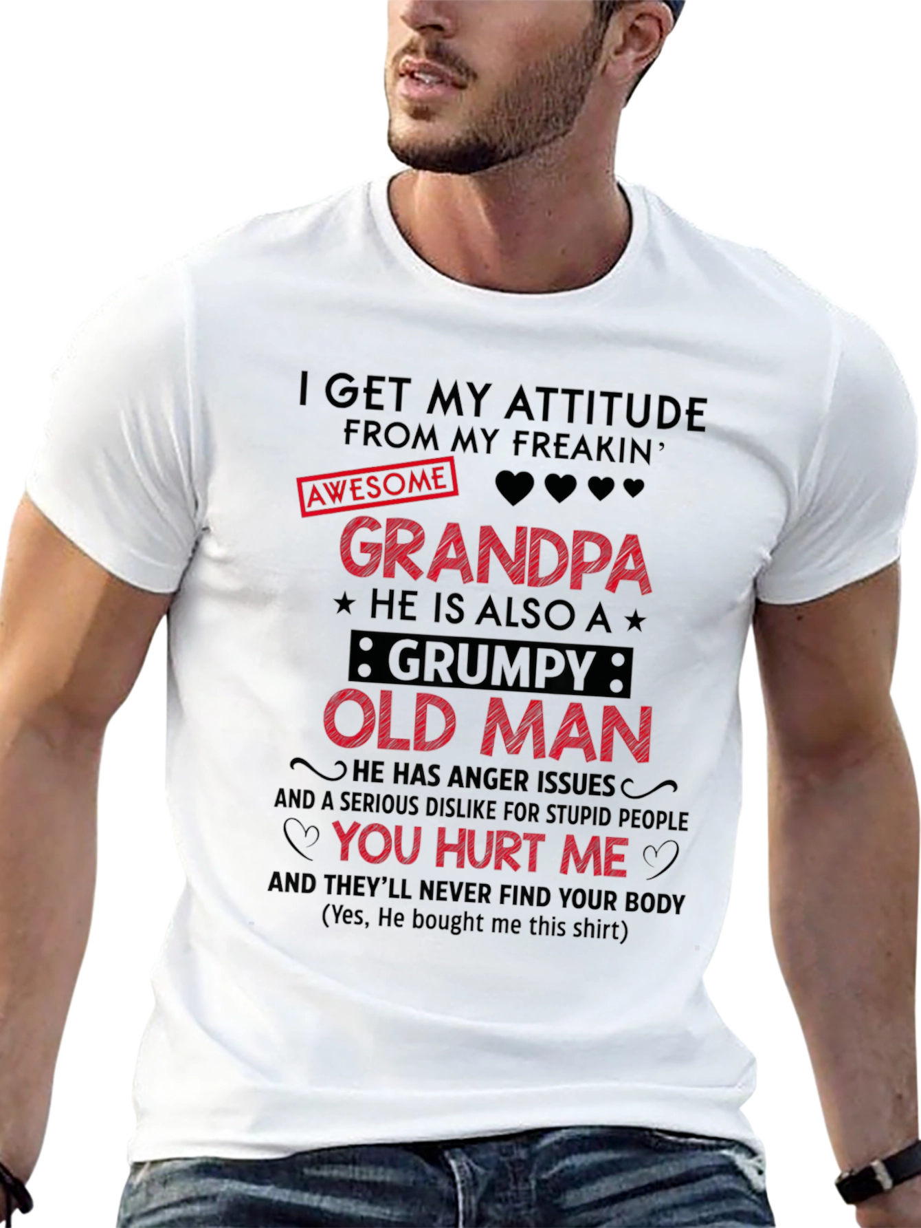 Black Awesome Grandpa Grumpy Old Man Graphic T-Shirt view 13
