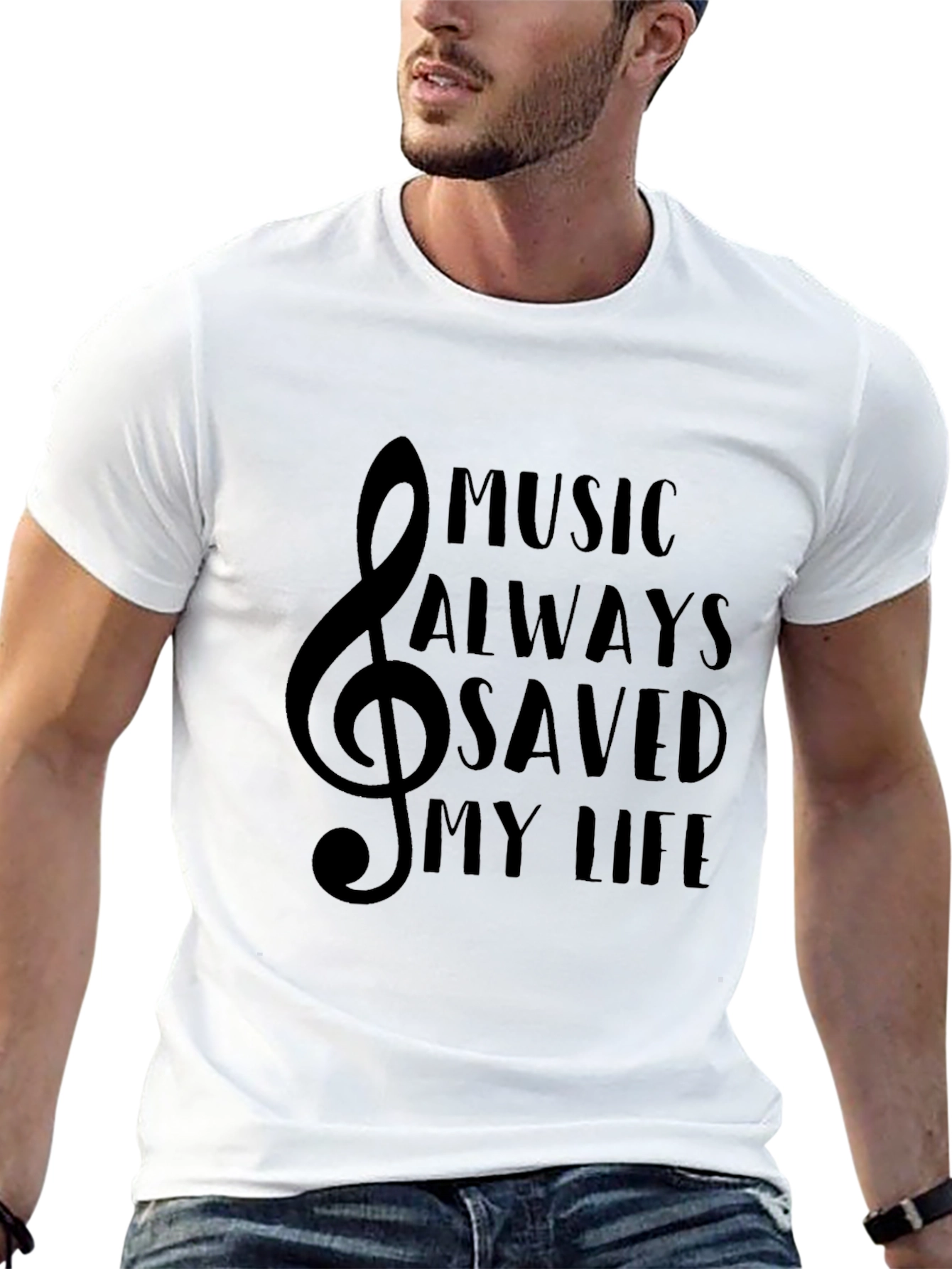 Black Music Saved My Life Black Graphic T-Shirt view 13