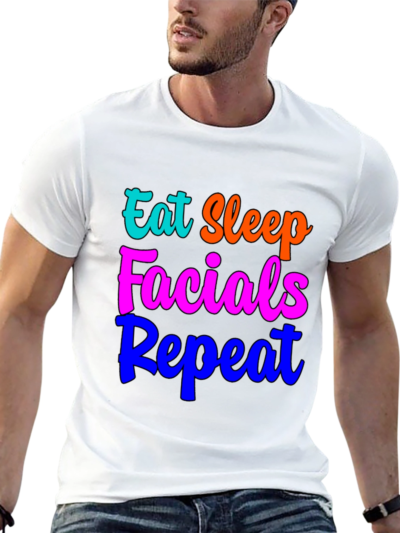 Black Eat Sleep Facials Repeat Graphic T-Shirt view 13