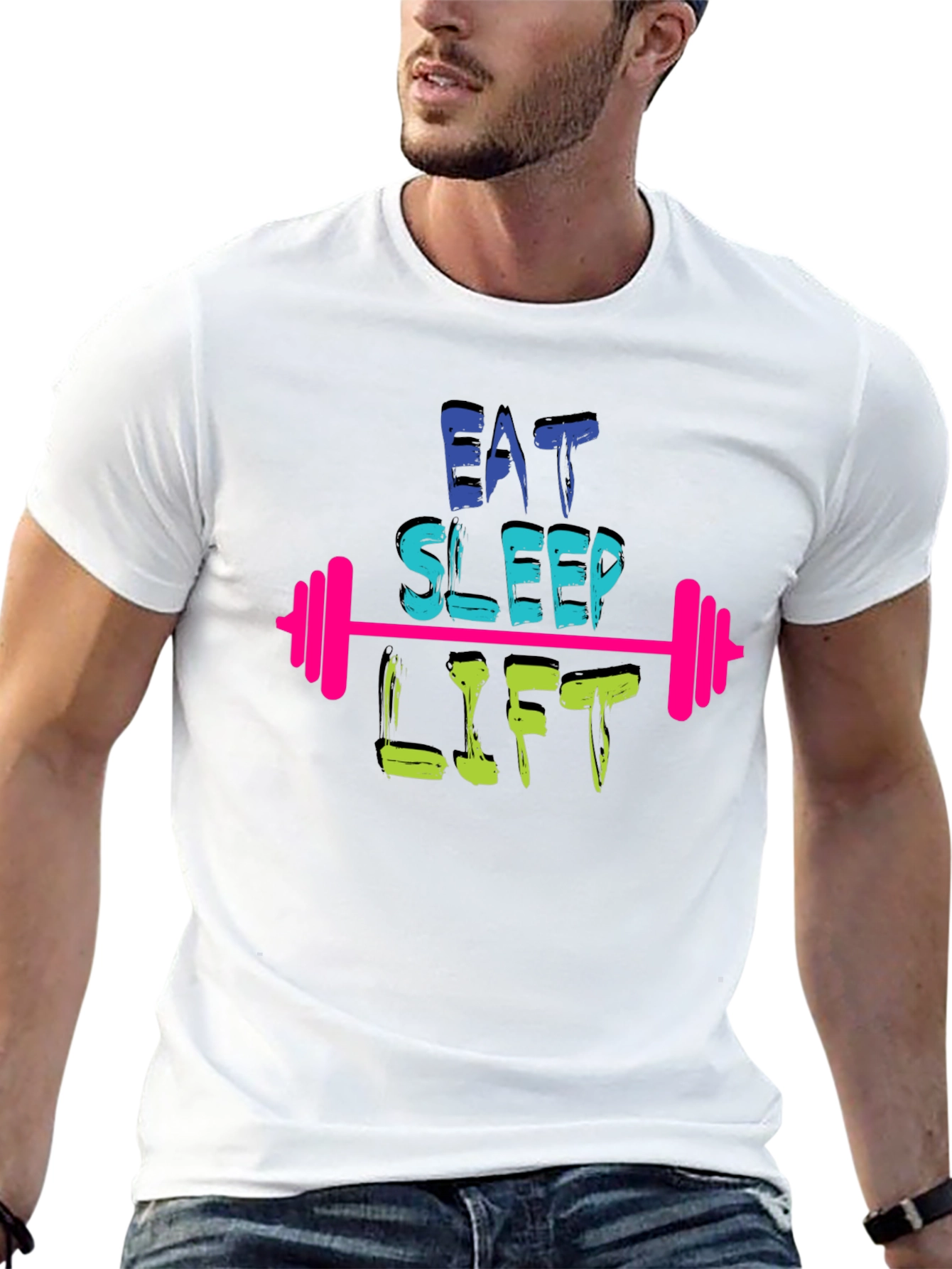 Black Eat Sleep Lift Gym Workout T-Shirt view 13