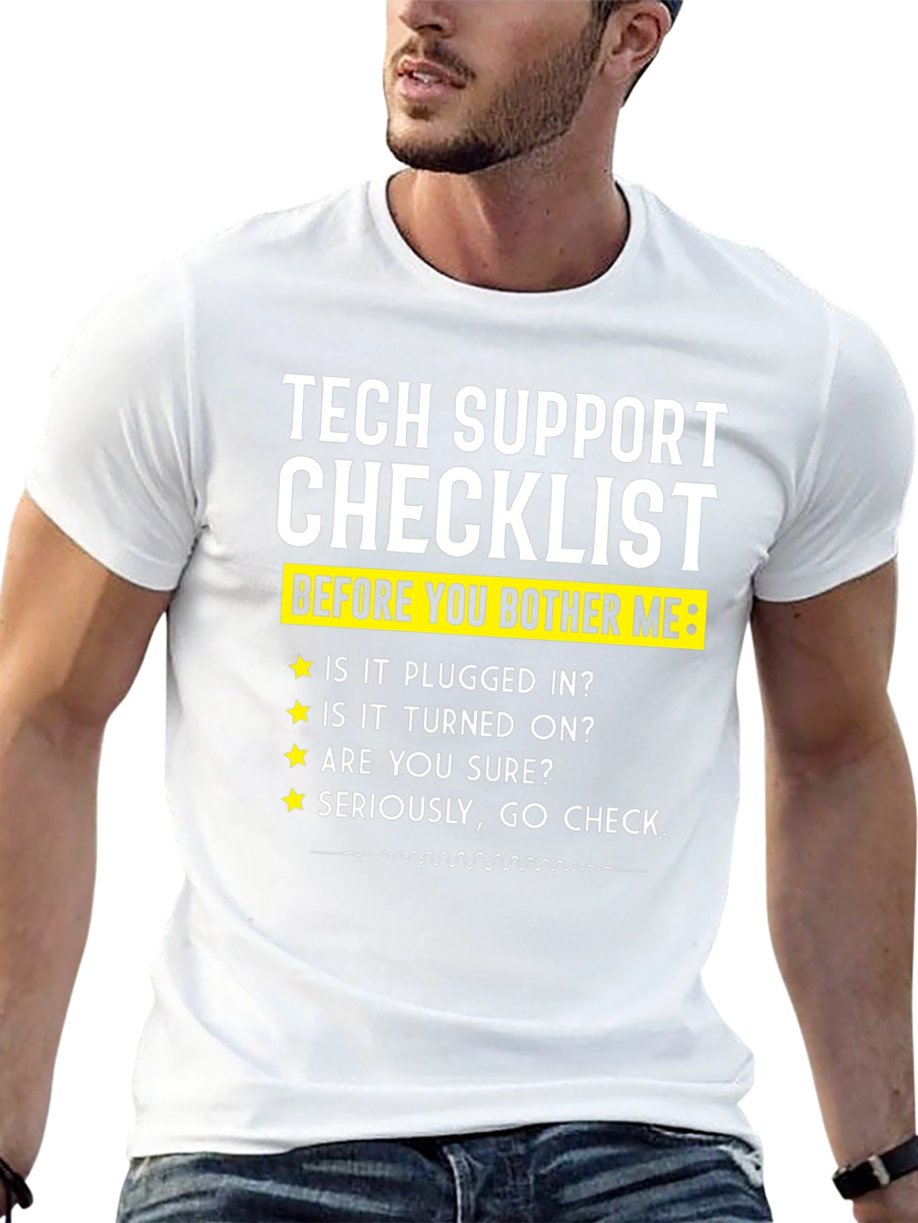 Black Tech Support Checklist Novelty T-Shirt view 13