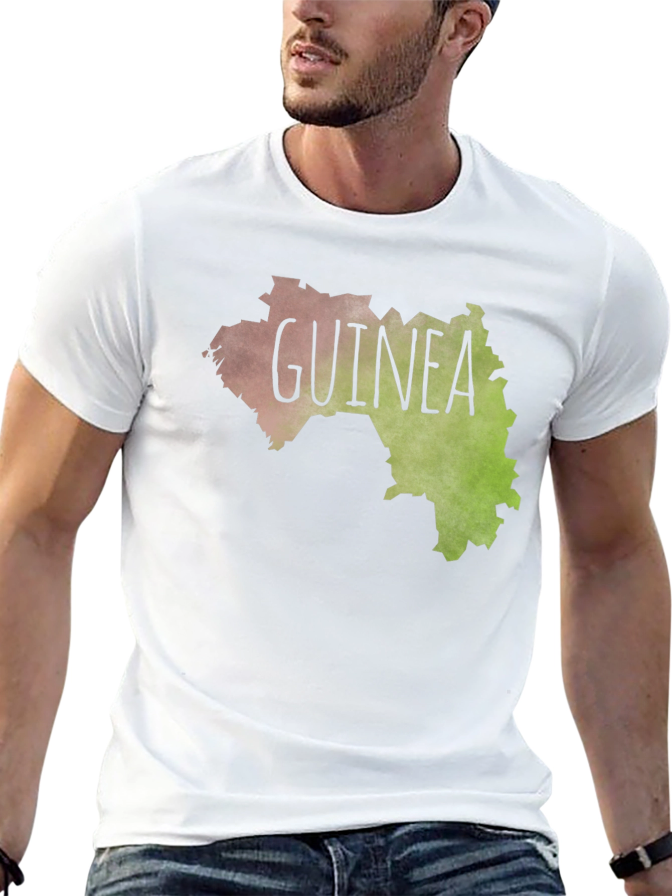 Black Guinea Map Graphic Tee - Black Unisex T-Shirt view 13
