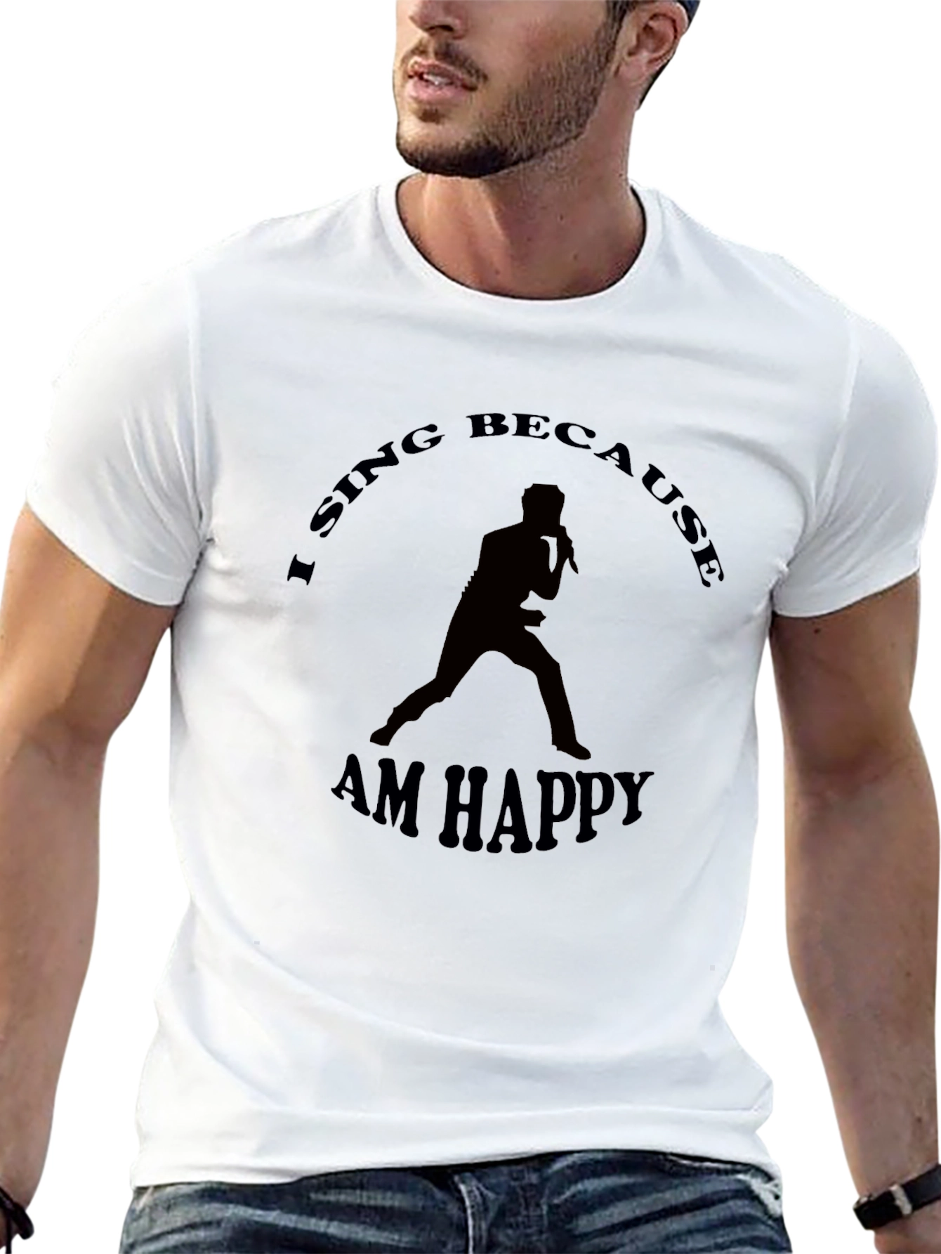 Black I Sing Because I Am Happy Graphic Tee view 13