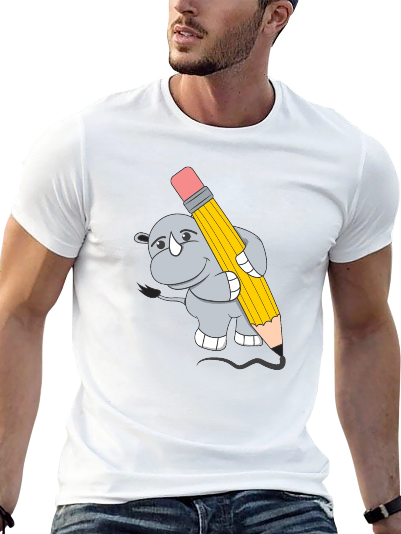 Black Rhino Artist Tee - Cartoon Animal Graphic T-Shirt view 13