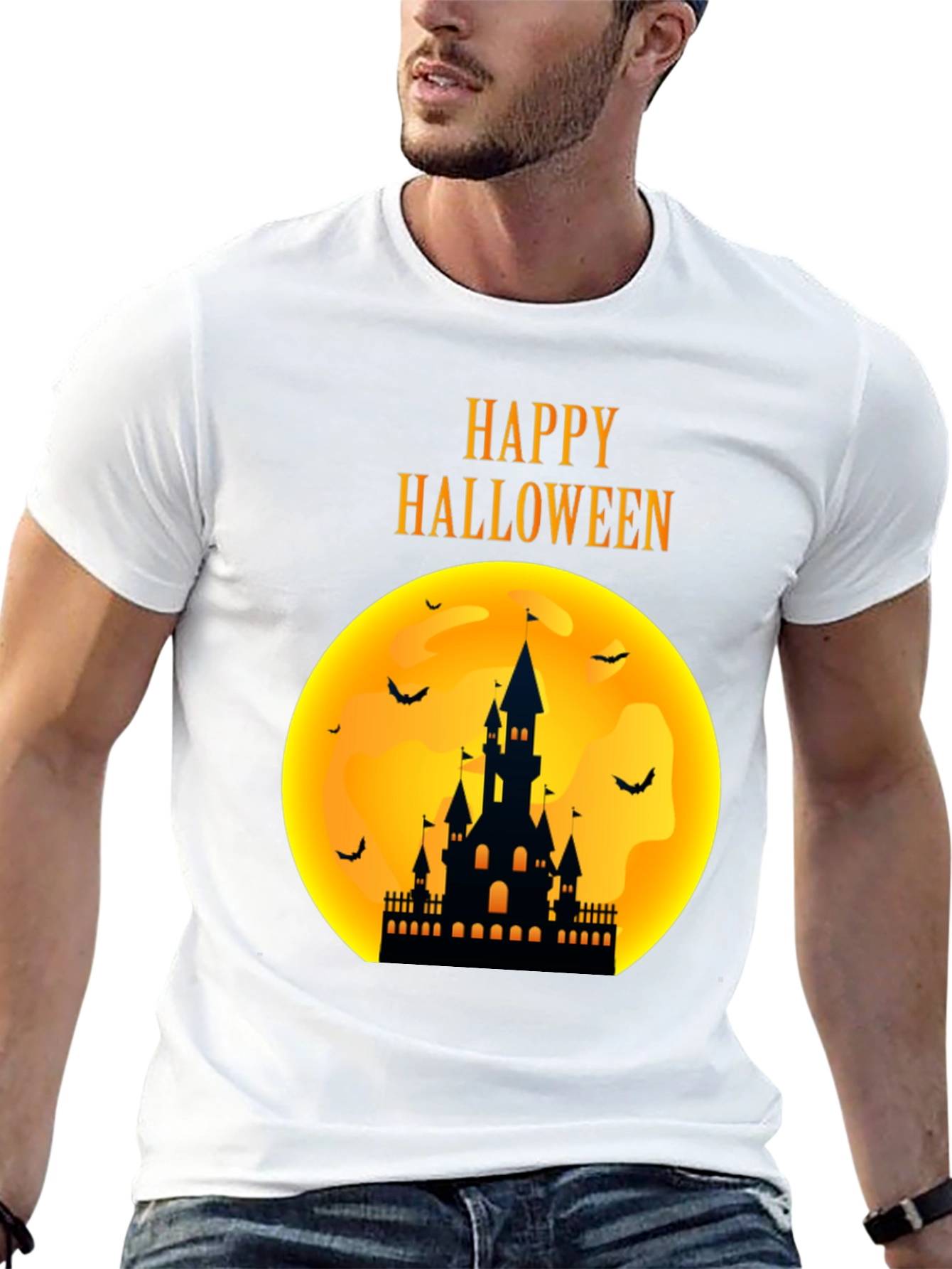 Black Happy Halloween Castle T-Shirt view 13