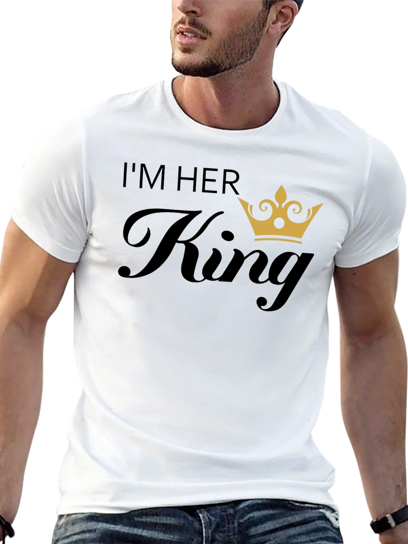 Black I'm Her King Matching Couple T-Shirt view 13