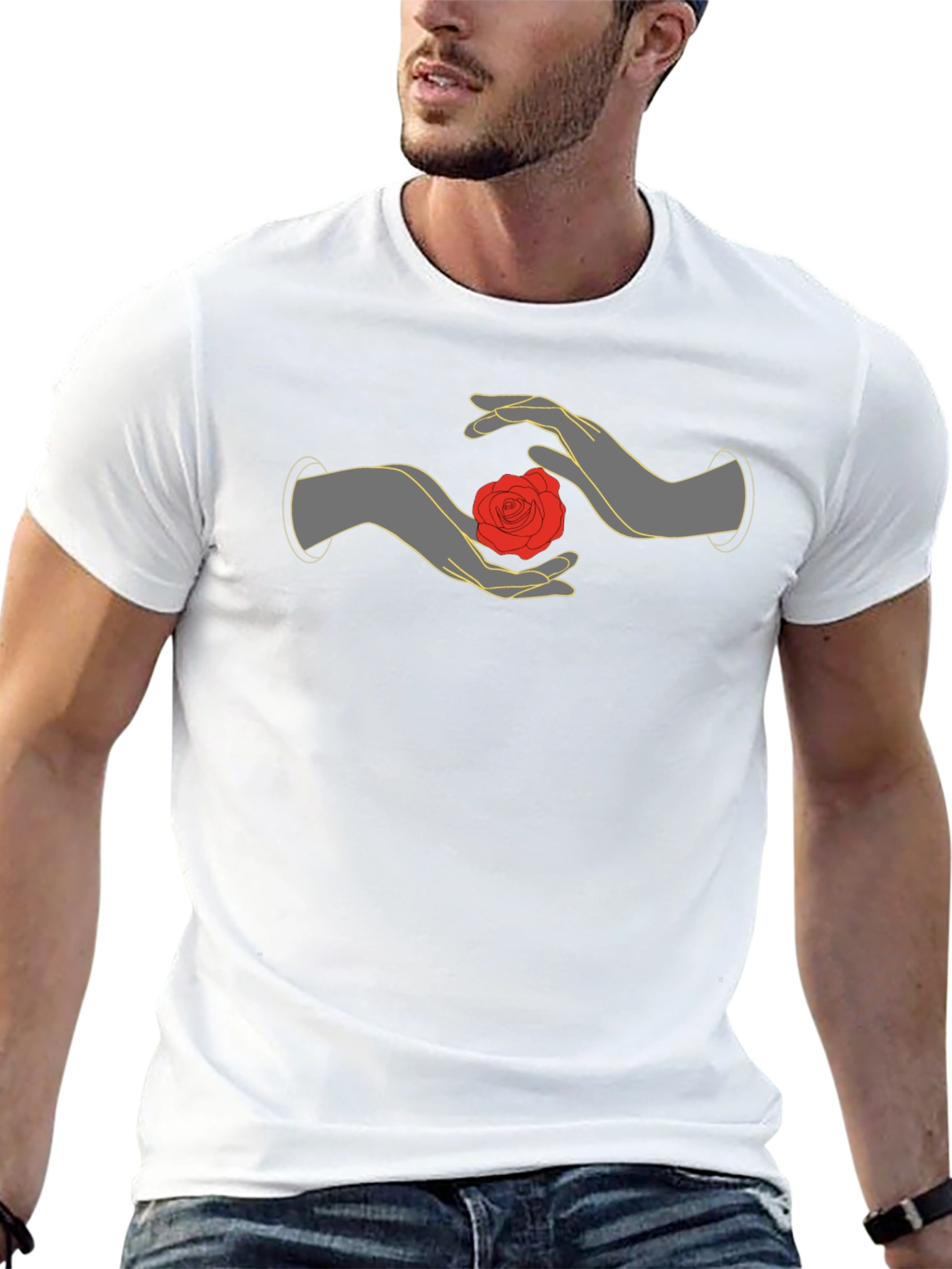 Mystic Rose Hands Graphic Tee - Black - 13