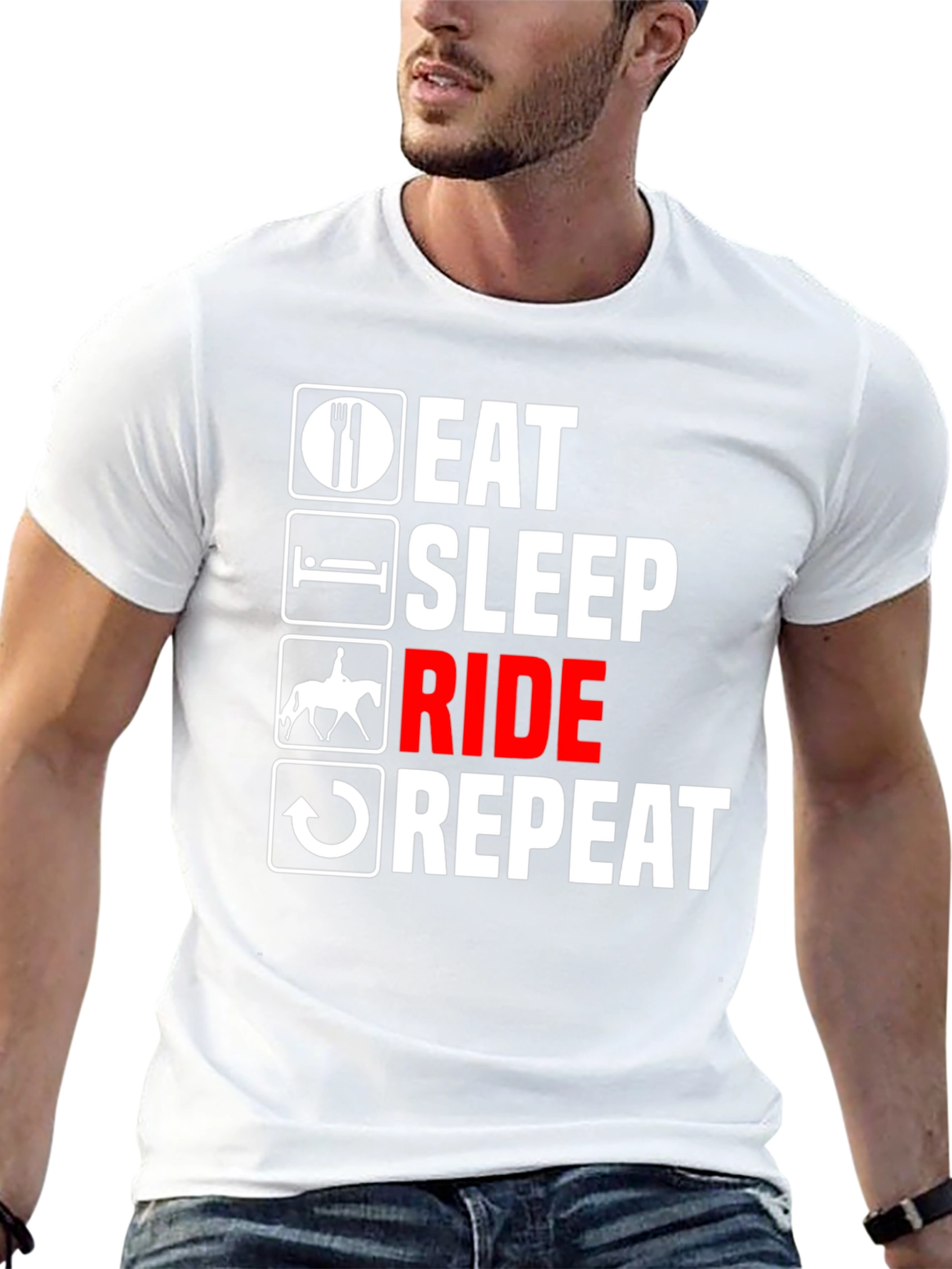 Black Eat Sleep Ride Repeat T-Shirt - Equestrian Life Tee view 13