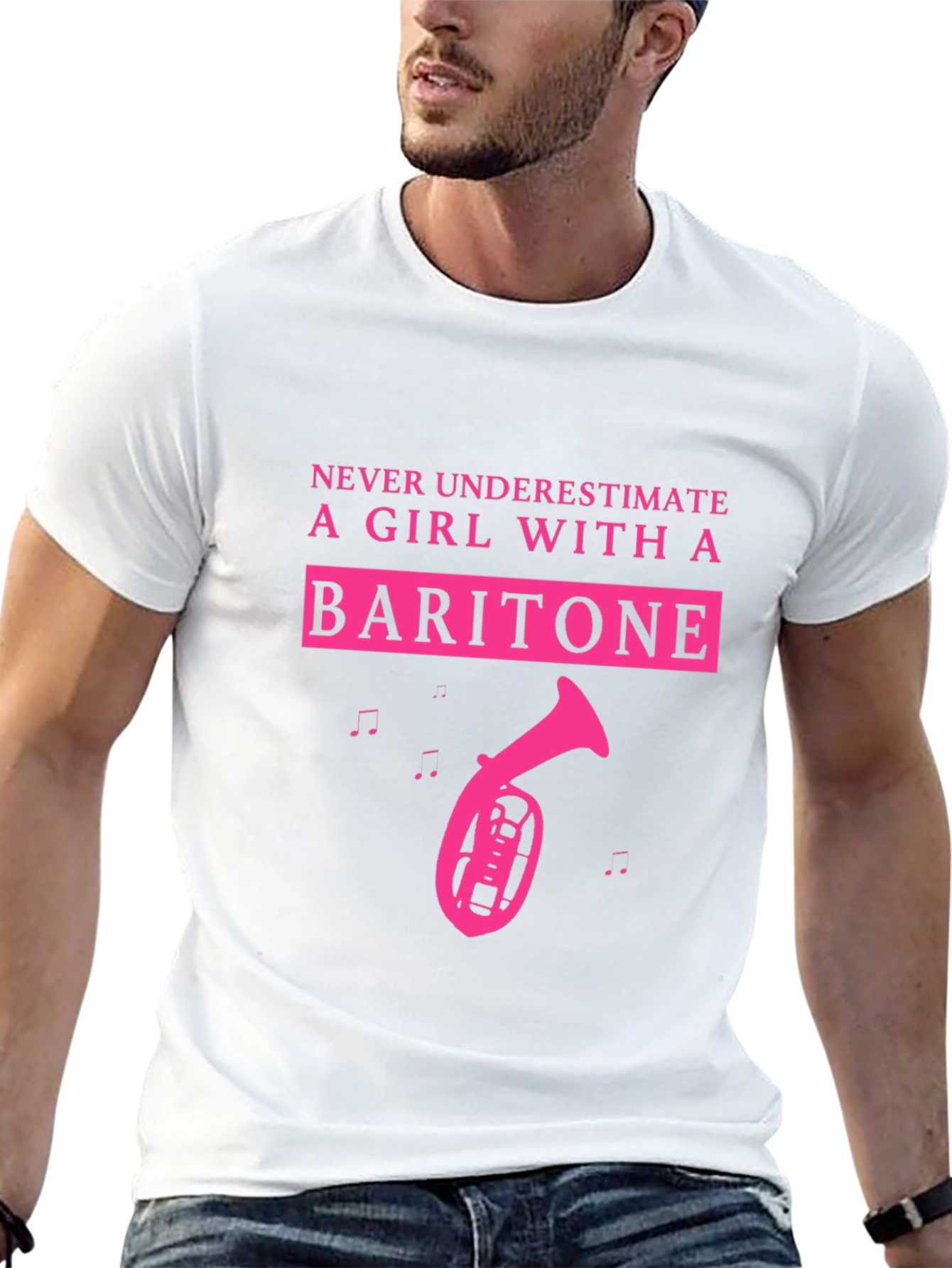Black Baritone Girl T-Shirt - Musical Instrument Tee view 13