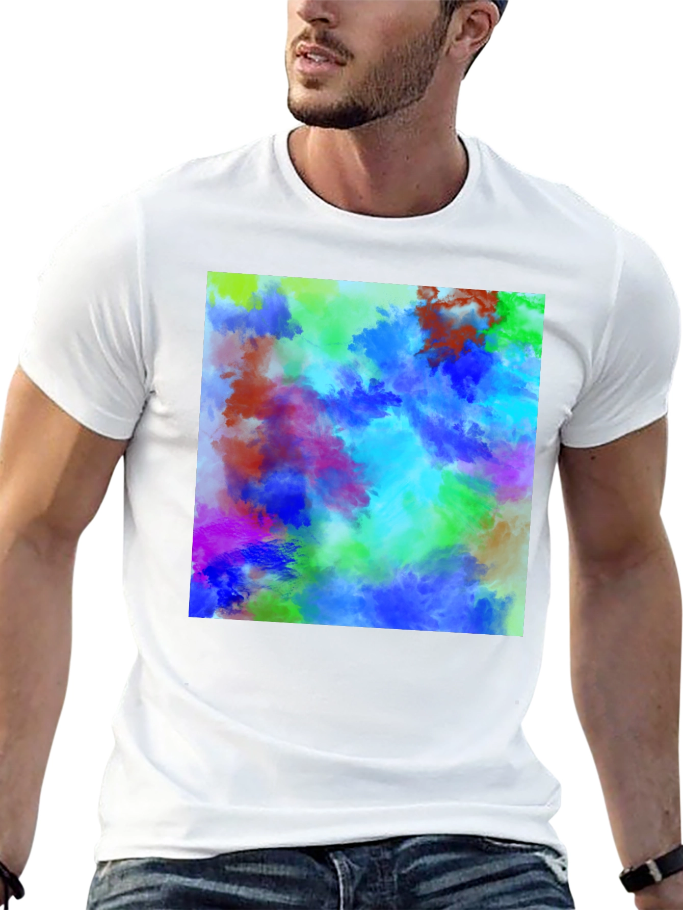 Black Vibrant Abstract Art T-Shirt - Colorful Graphic Tee view 13