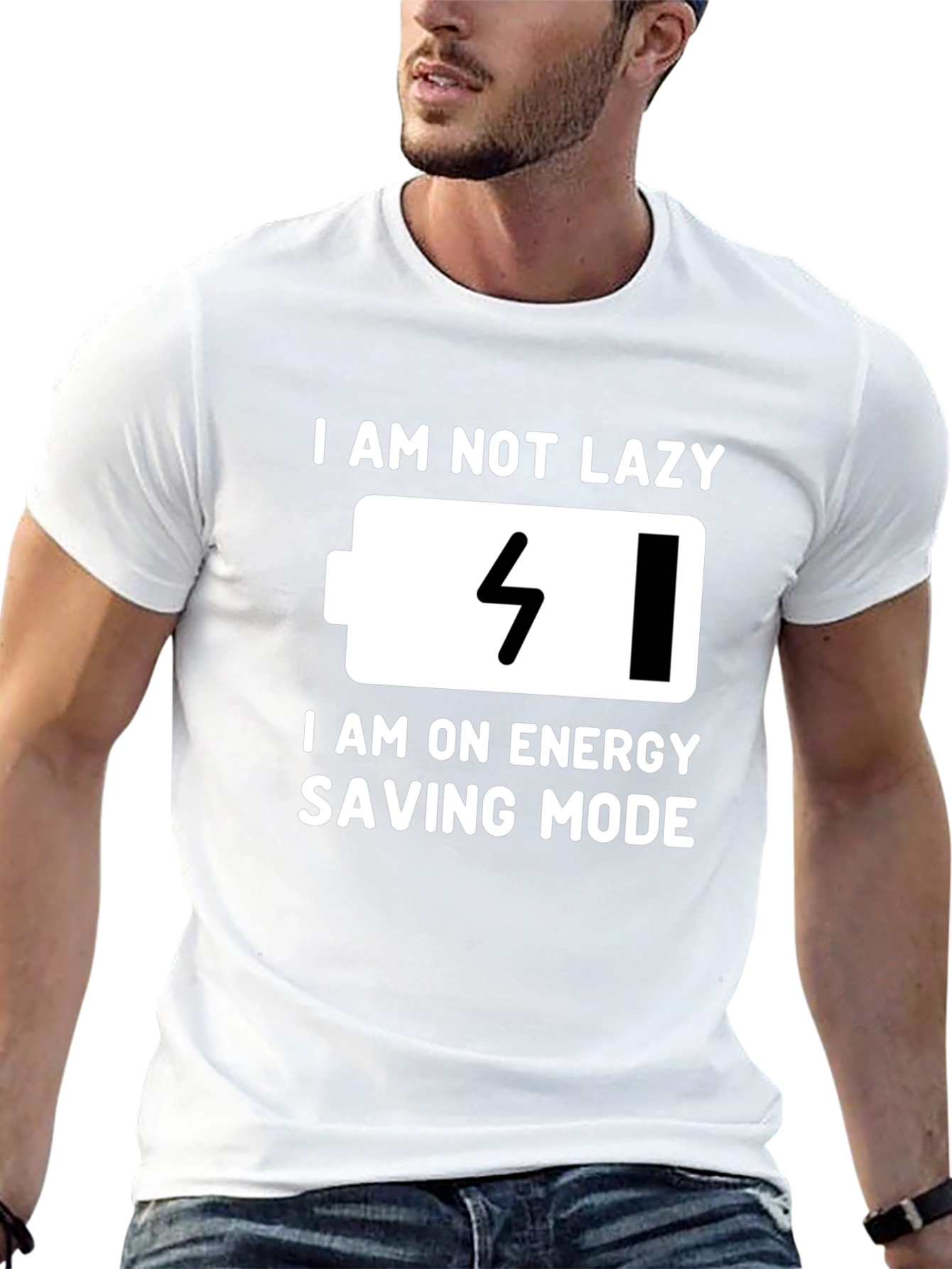Black Funny Energy Saving Mode Graphic Tee view 13