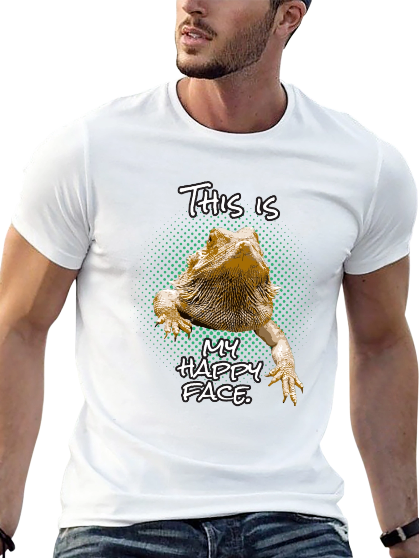 Black Bearded Dragon T-Shirt: This is My Happy Face view 13