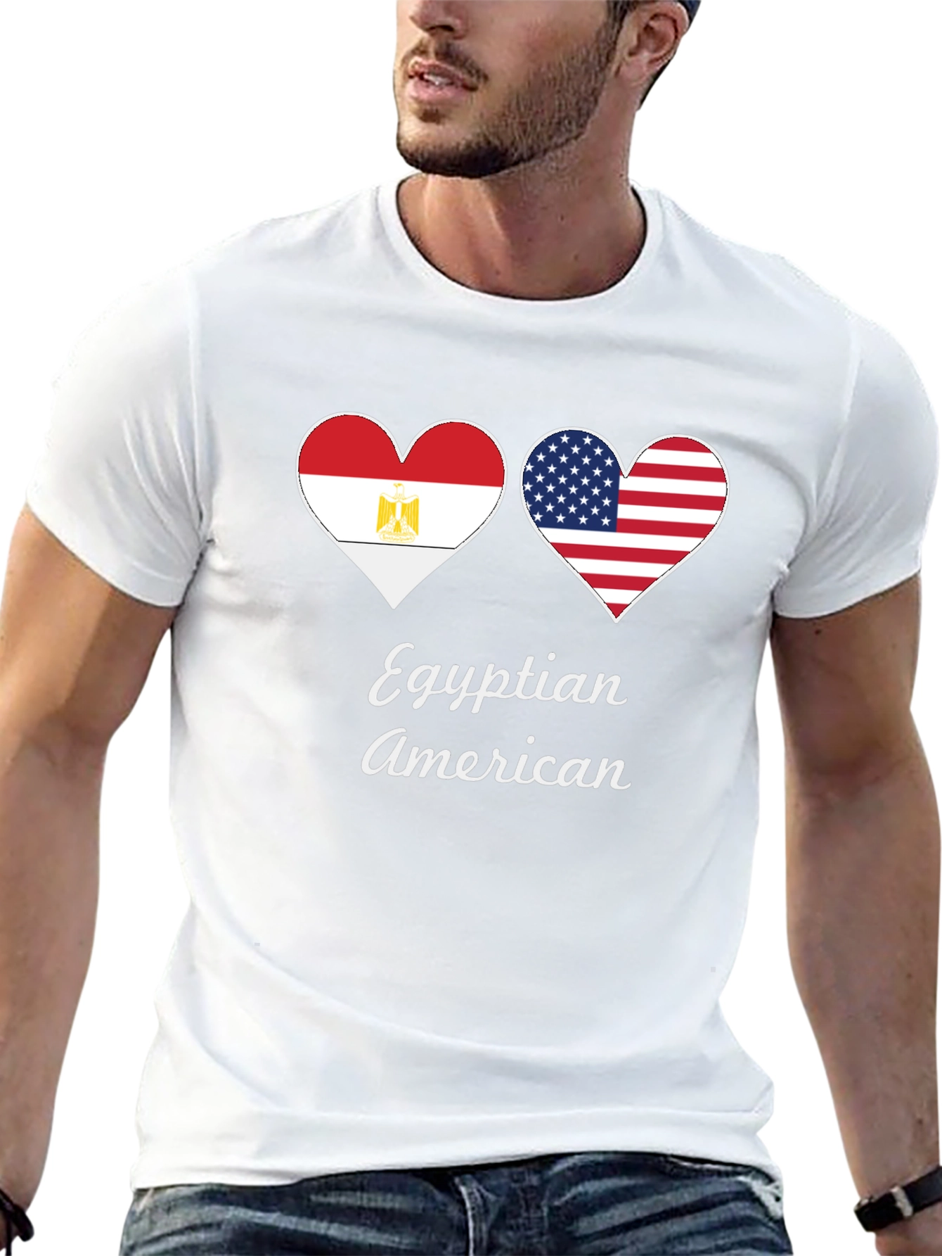 Egyptian American Flag Heart T-Shirt - 13