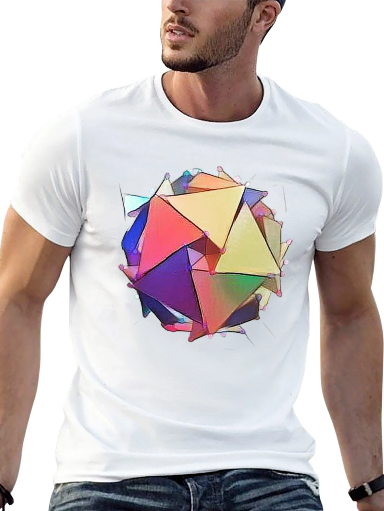 Black Abstract Geometric Prism Tee view 13