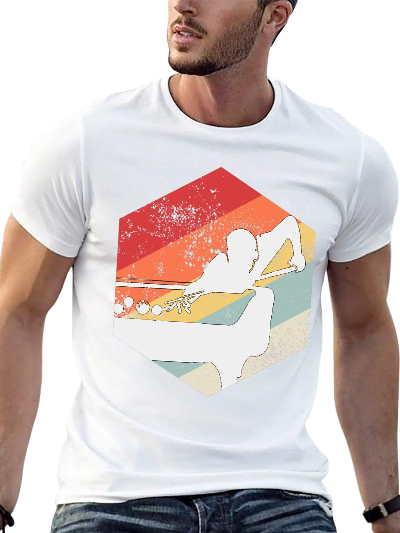 Retro Billiards Player Graphic Tee - 13