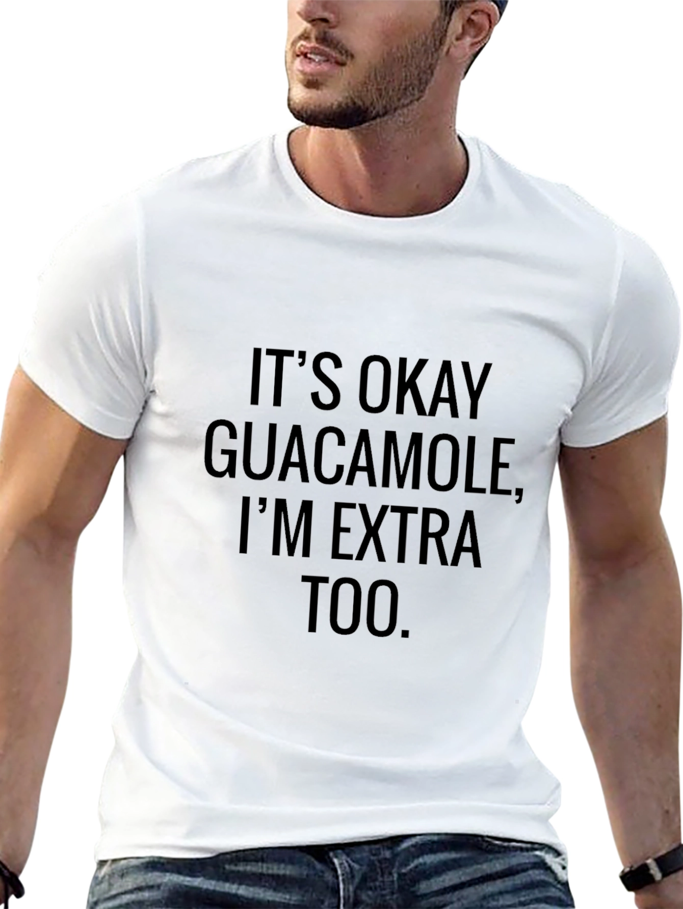 Black It's Okay Guacamole Funny T-Shirt view 13