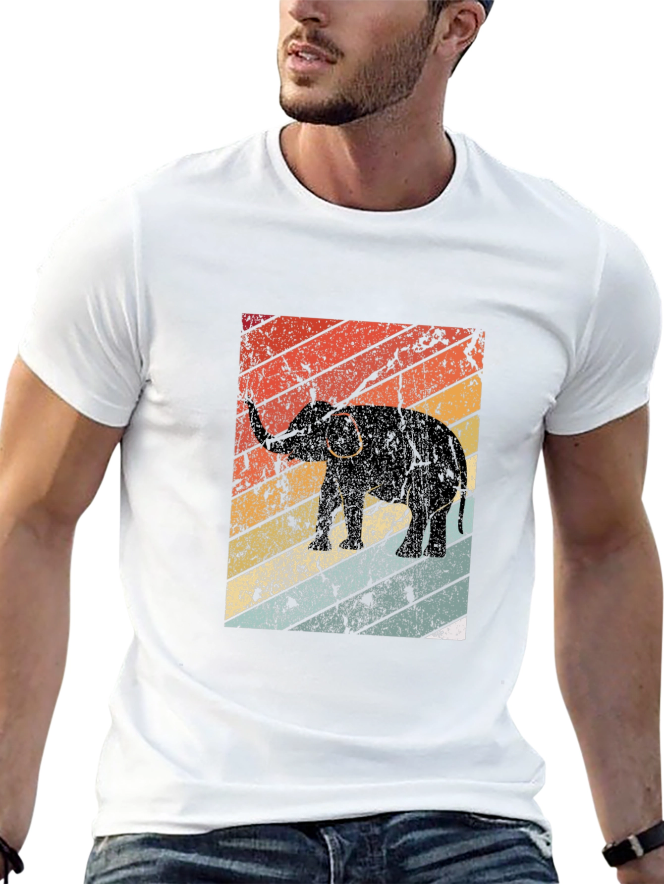 Black Retro Elephant Graphic T-Shirt - Stylish Cotton Tee view 13