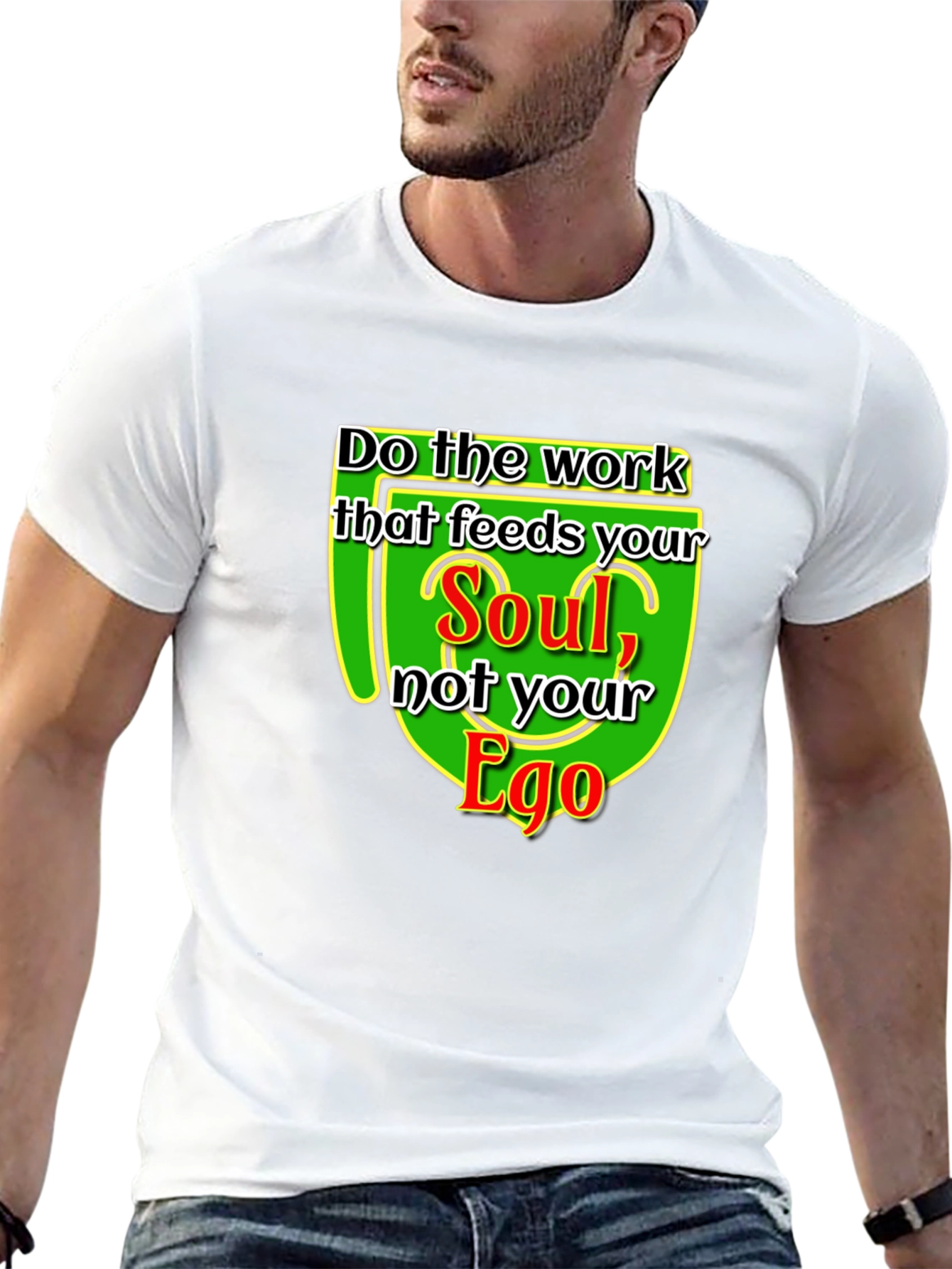 Black Soul Over Ego Graphic Tee - Motivational T-Shirt view 13