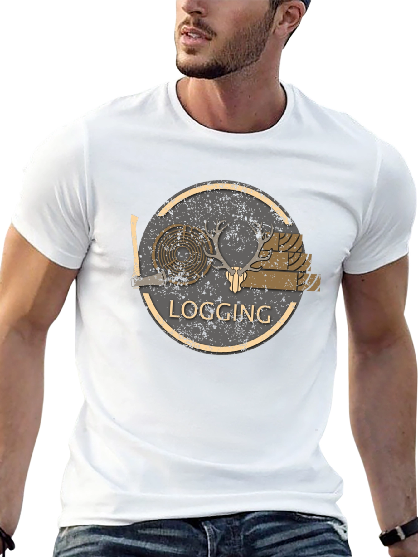 Black Logging Graphic Print Black T-Shirt view 13