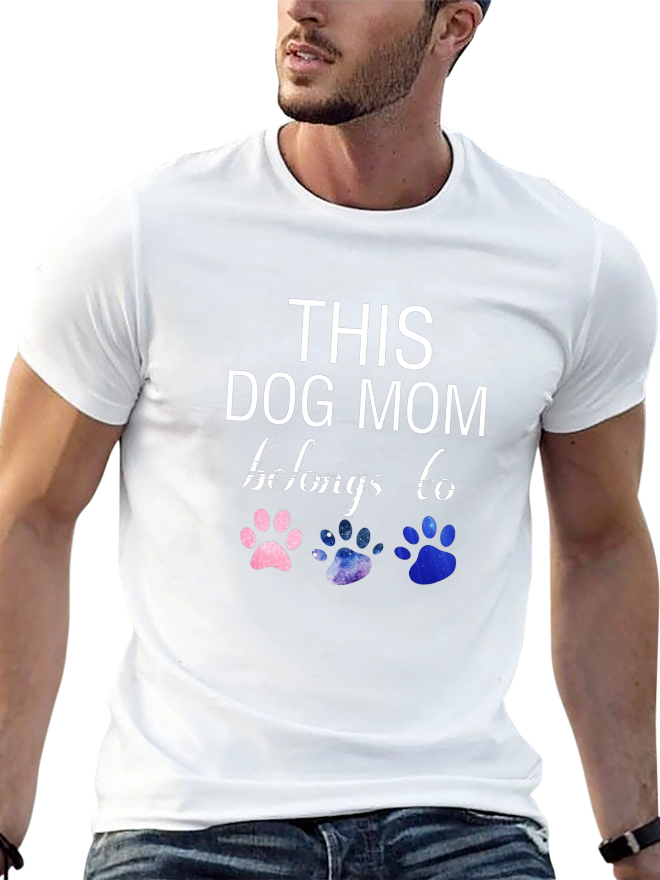 Black Dog Mom T-Shirt - Paw Print Design view 13