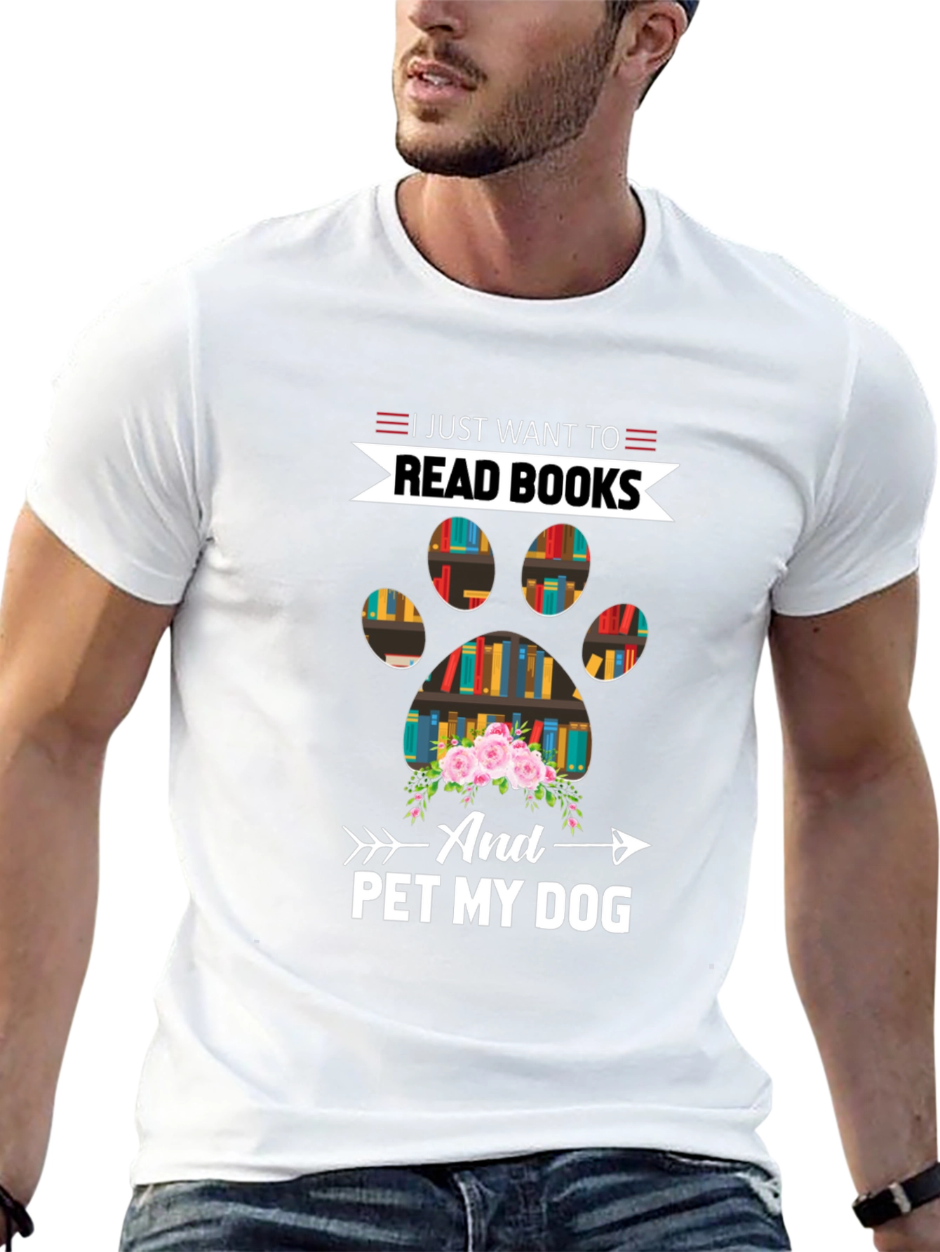 Black Read Books & Pet My Dog T-Shirt view 13