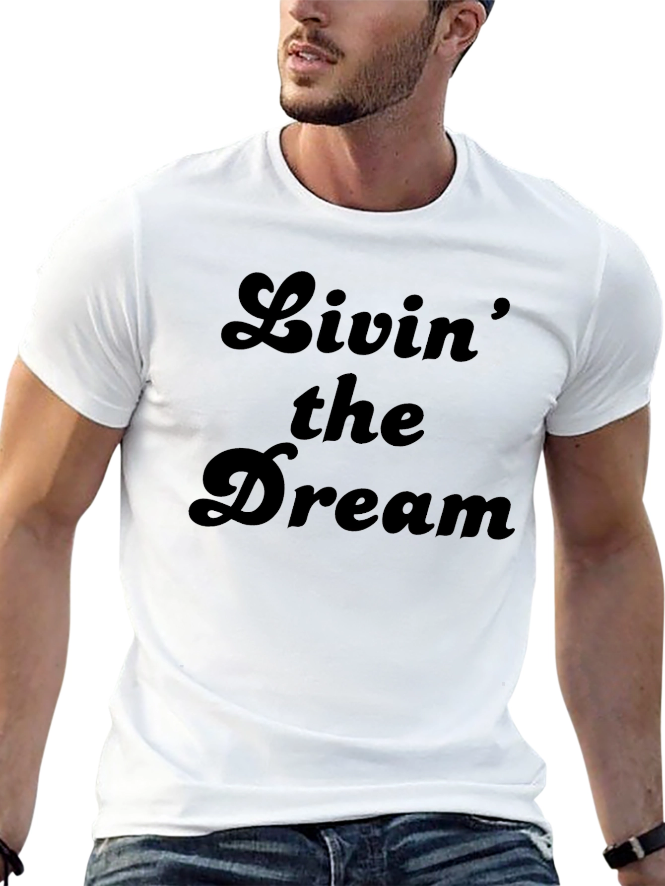 Black Livin' the Dream Black Graphic Tee view 13