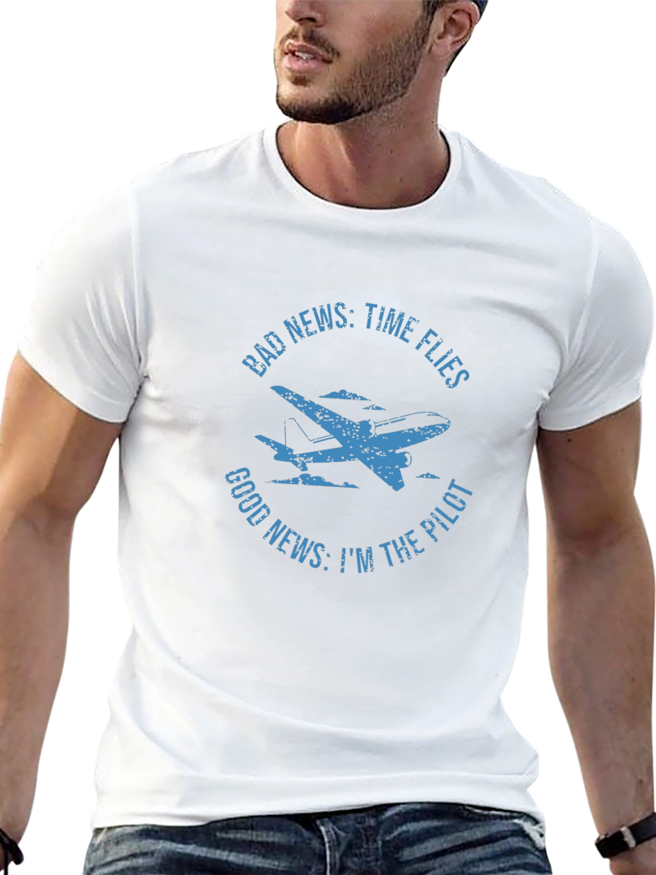 Black Funny Pilot T-Shirt - Time Flies Aviation Tee view 13