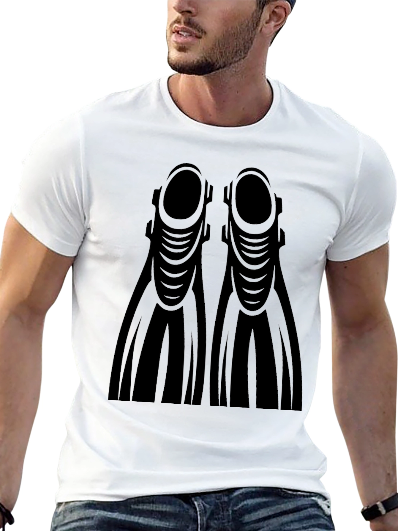 Black Diving Fins Graphic T-Shirt - Diver Tee view 13