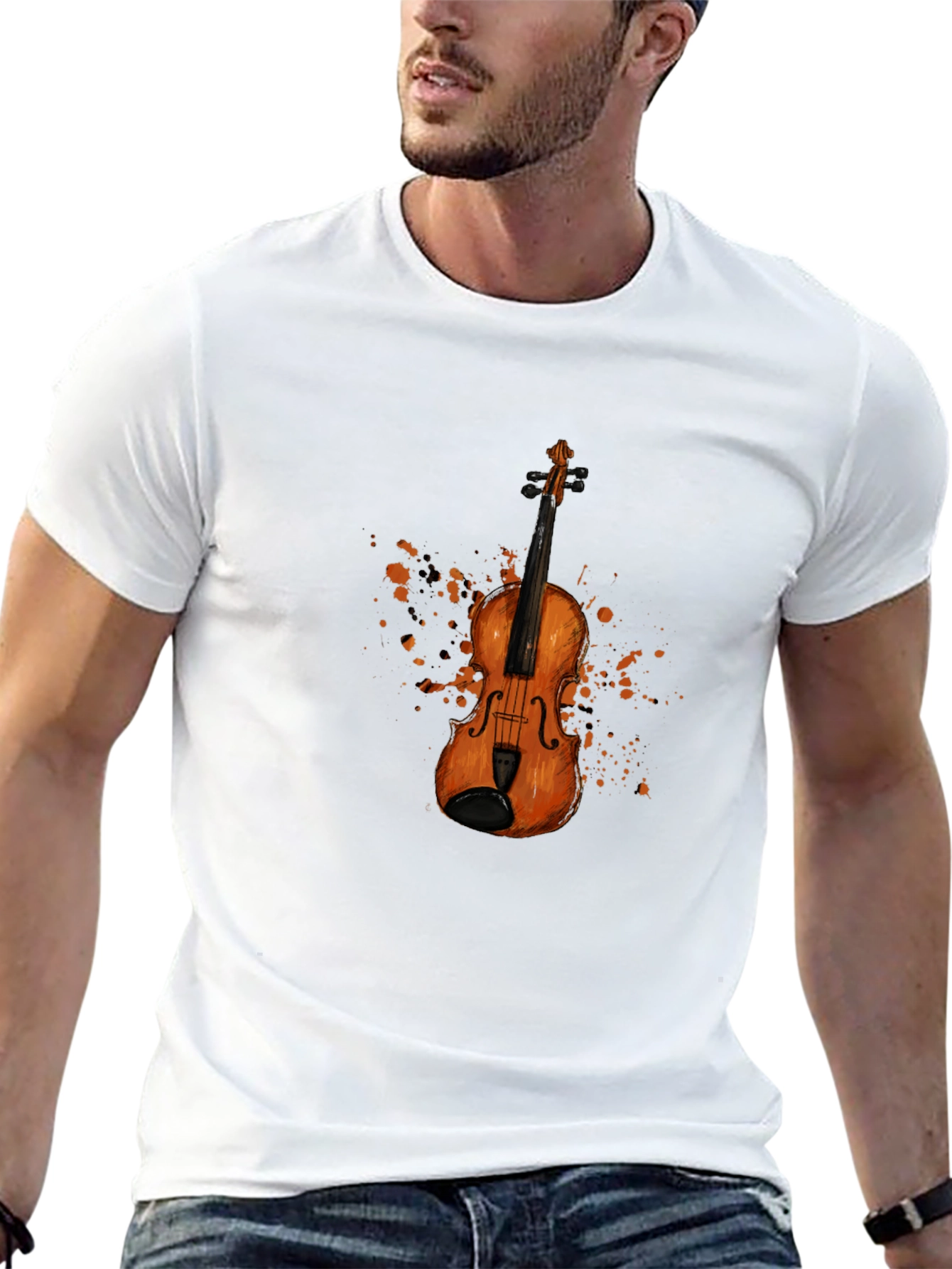 Black Violin Graphic Print Black T-Shirt view 13
