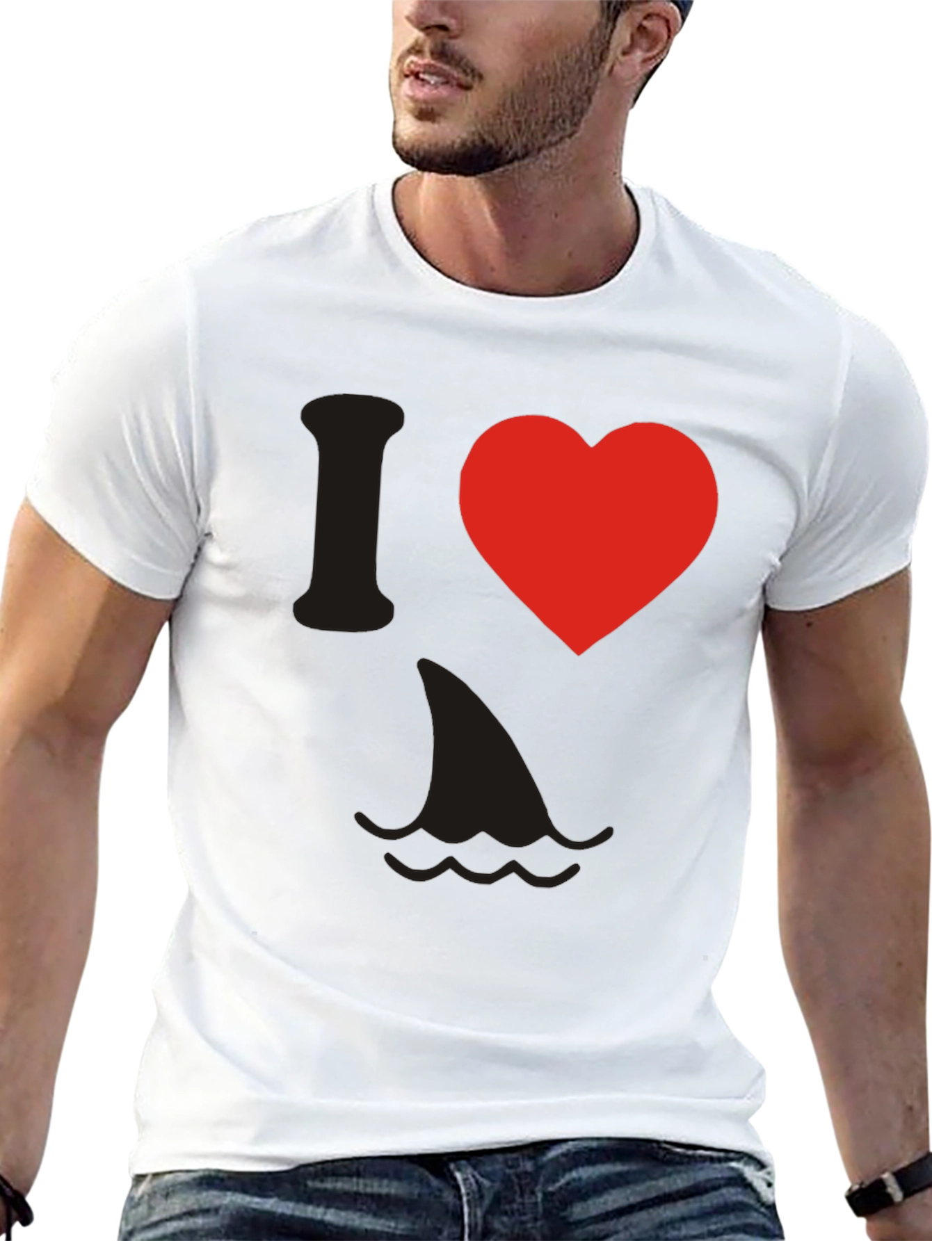 Black I Love Sharks T-Shirt - Novelty Graphic Tee view 13