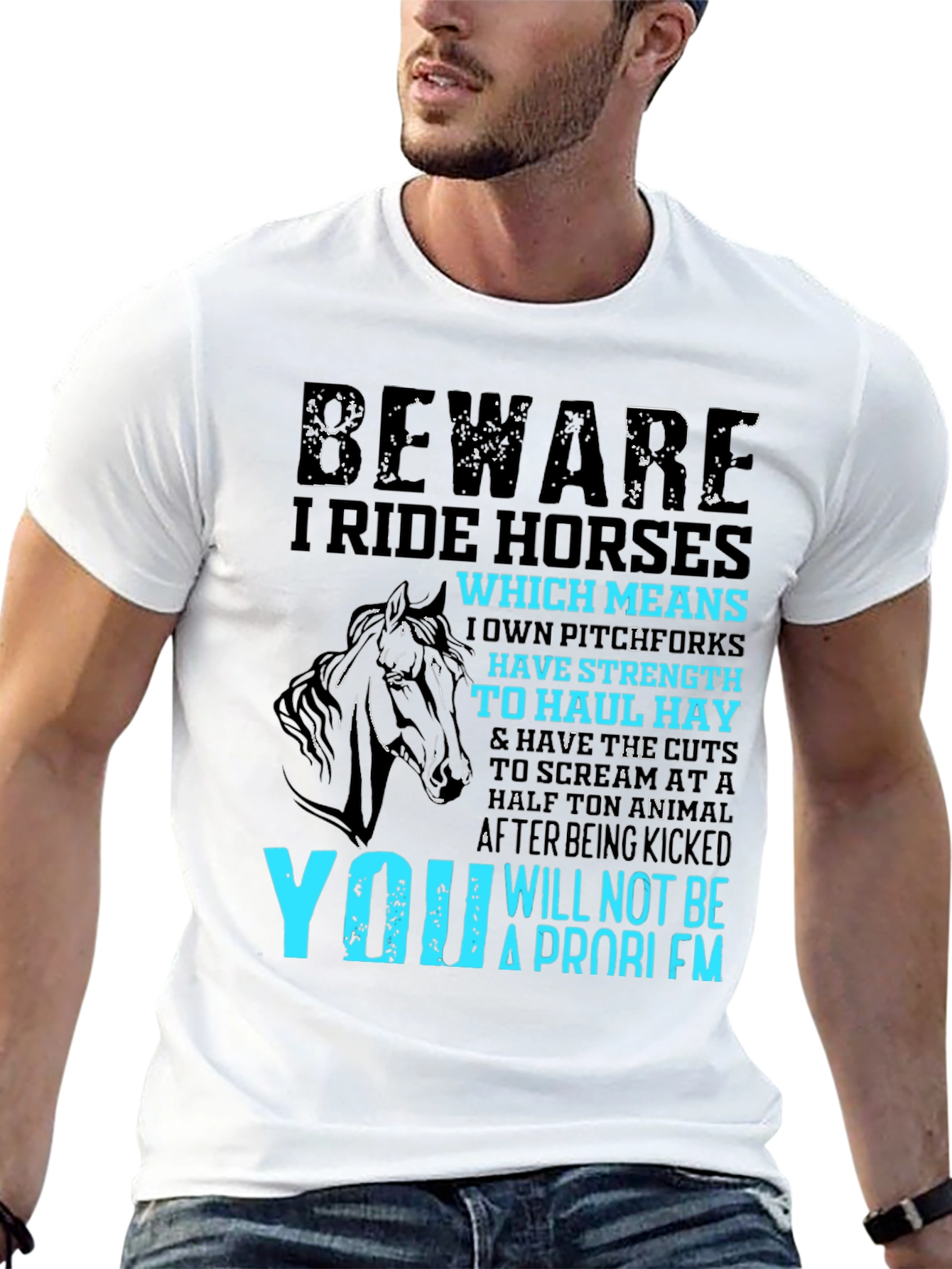 Black Beware I Ride Horses T-Shirt view 13