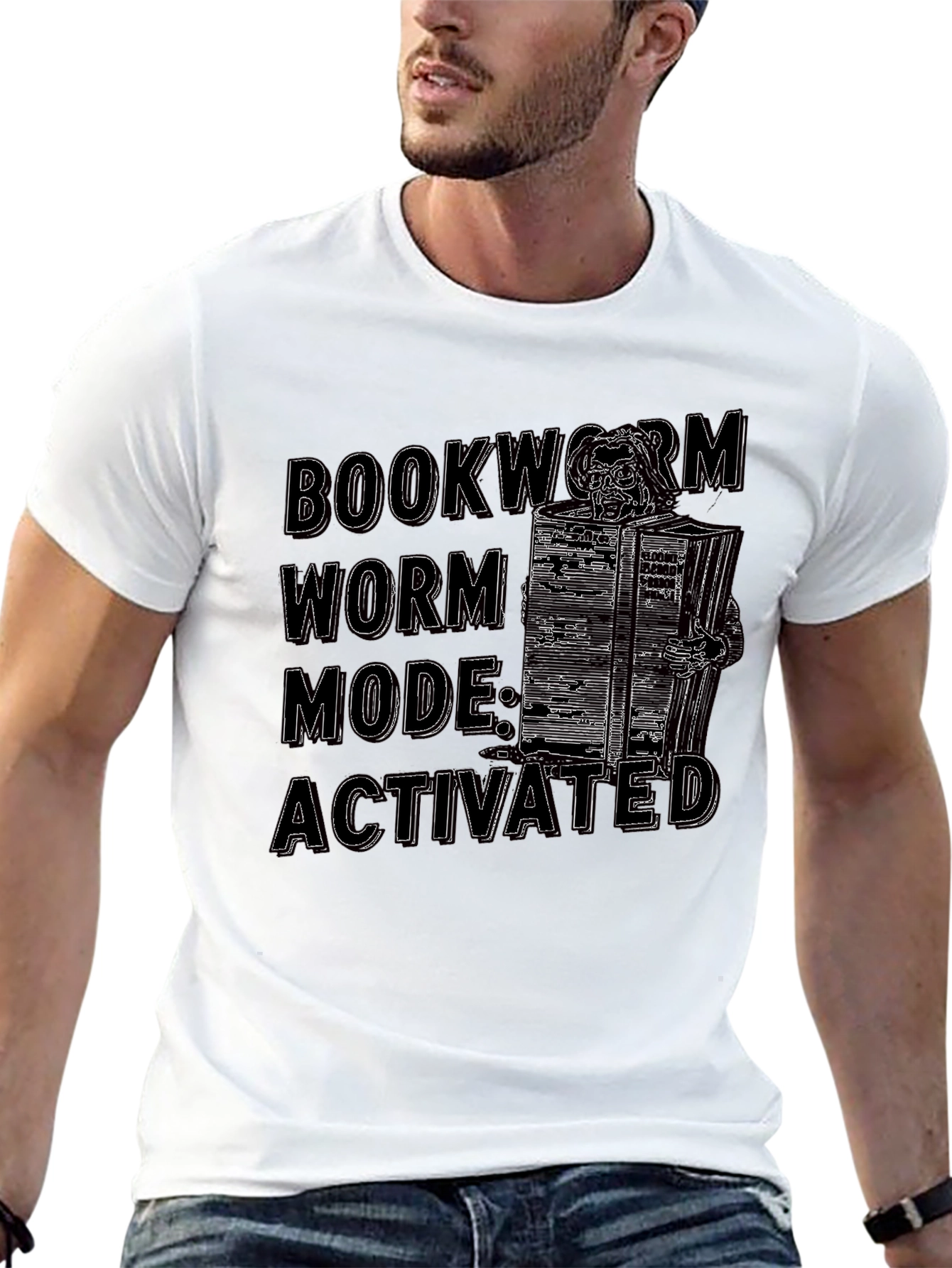 Black Bookworm Mode Activated Graphic Tee view 13