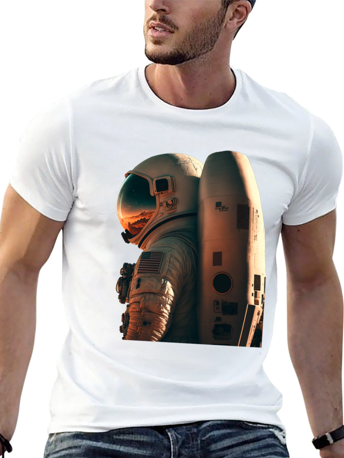 Black Astronaut Graphic Tee - Black Unisex T-Shirt view 13