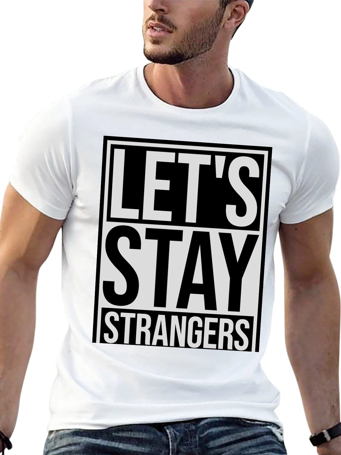 Black Let's Stay Strangers Graphic Tee - Casual Style view 13