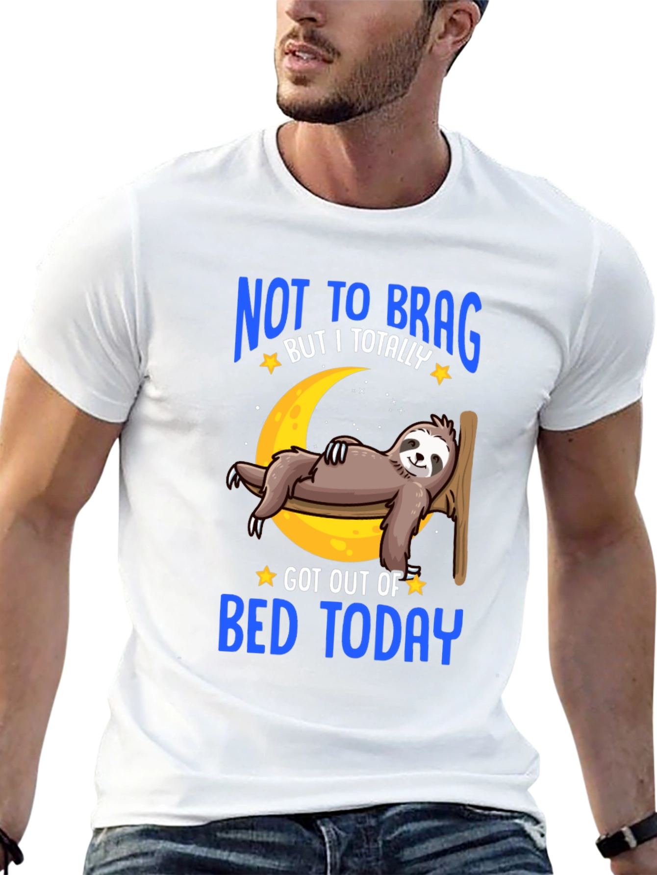Black Funny Sloth T-Shirt - Not to Brag Got Out of Bed Today view 13