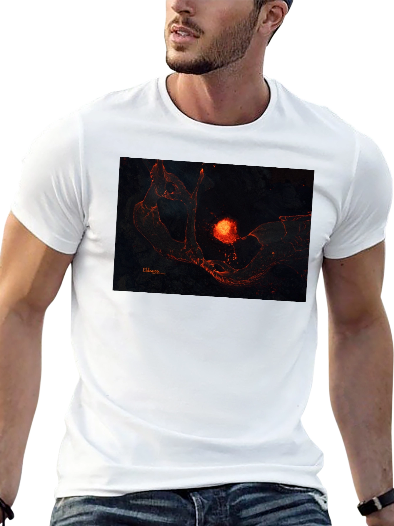 Black Lava Landscape Graphic Black T-Shirt view 13